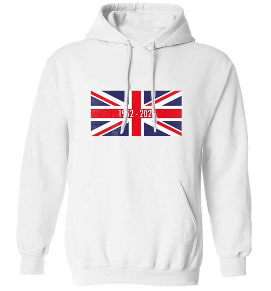 British flag Queens jubilee adults unisex white hoodie 2XL