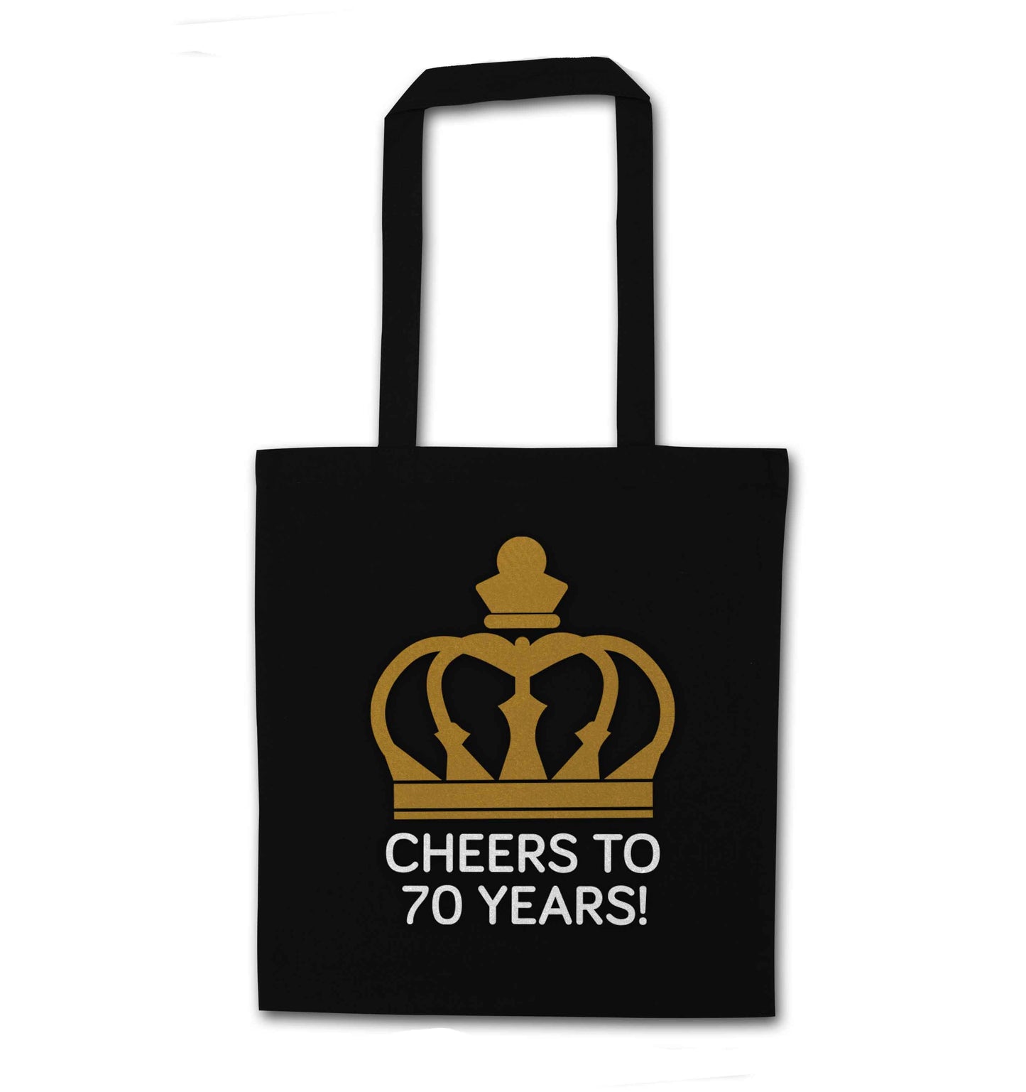 Cheers to 70 years! black tote bag