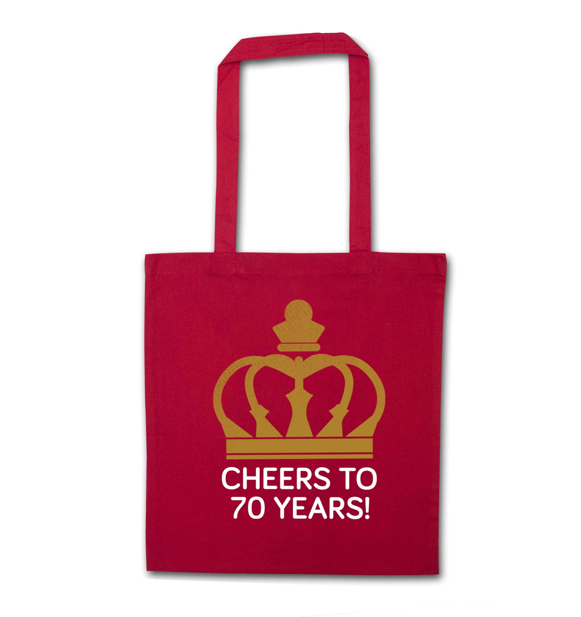 Cheers to 70 years! red tote bag
