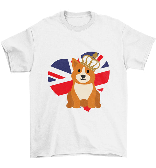 British corgi and flag Children's white Tshirt 12-13 Years