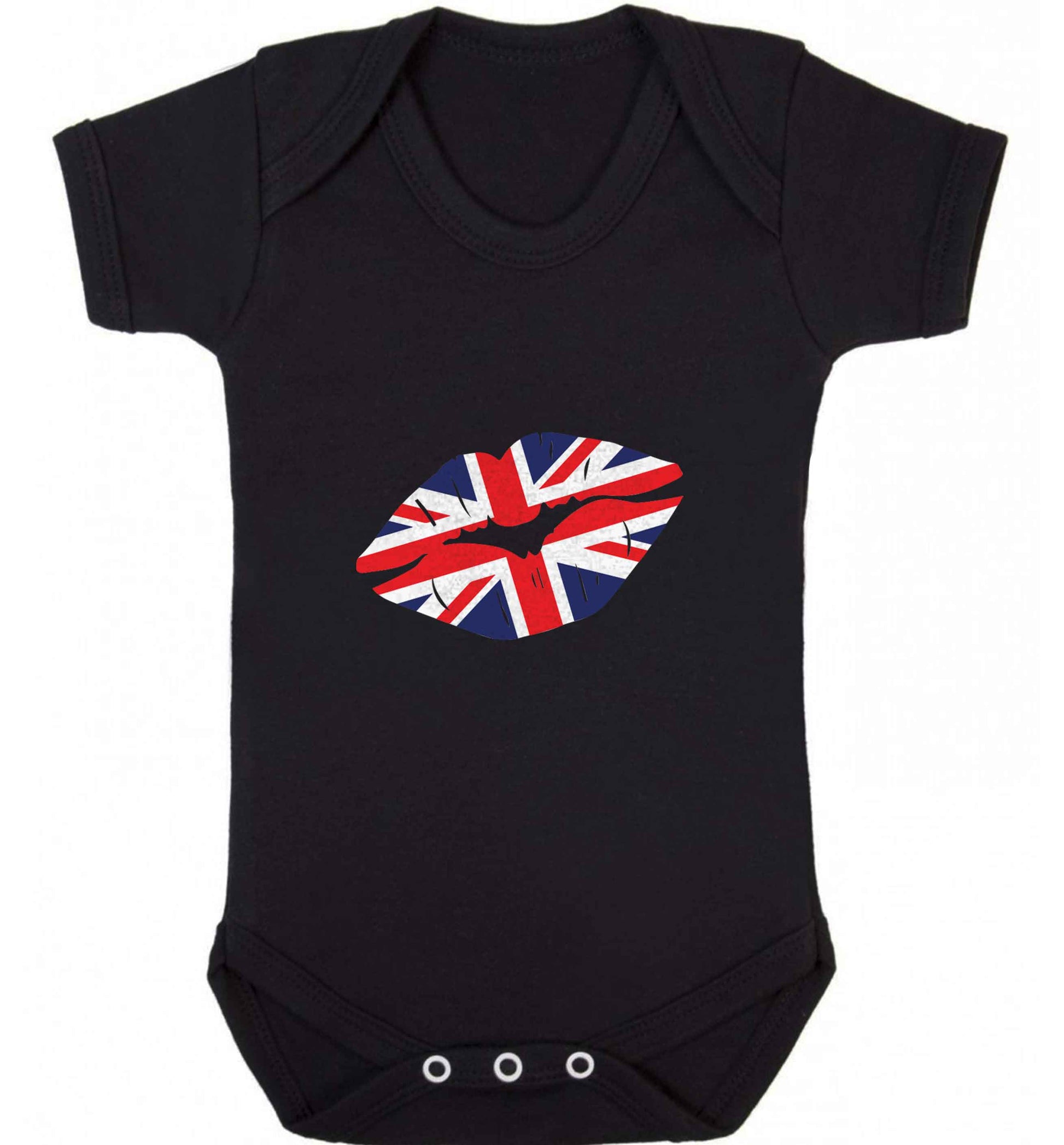 British flag kiss baby vest black 18-24 months