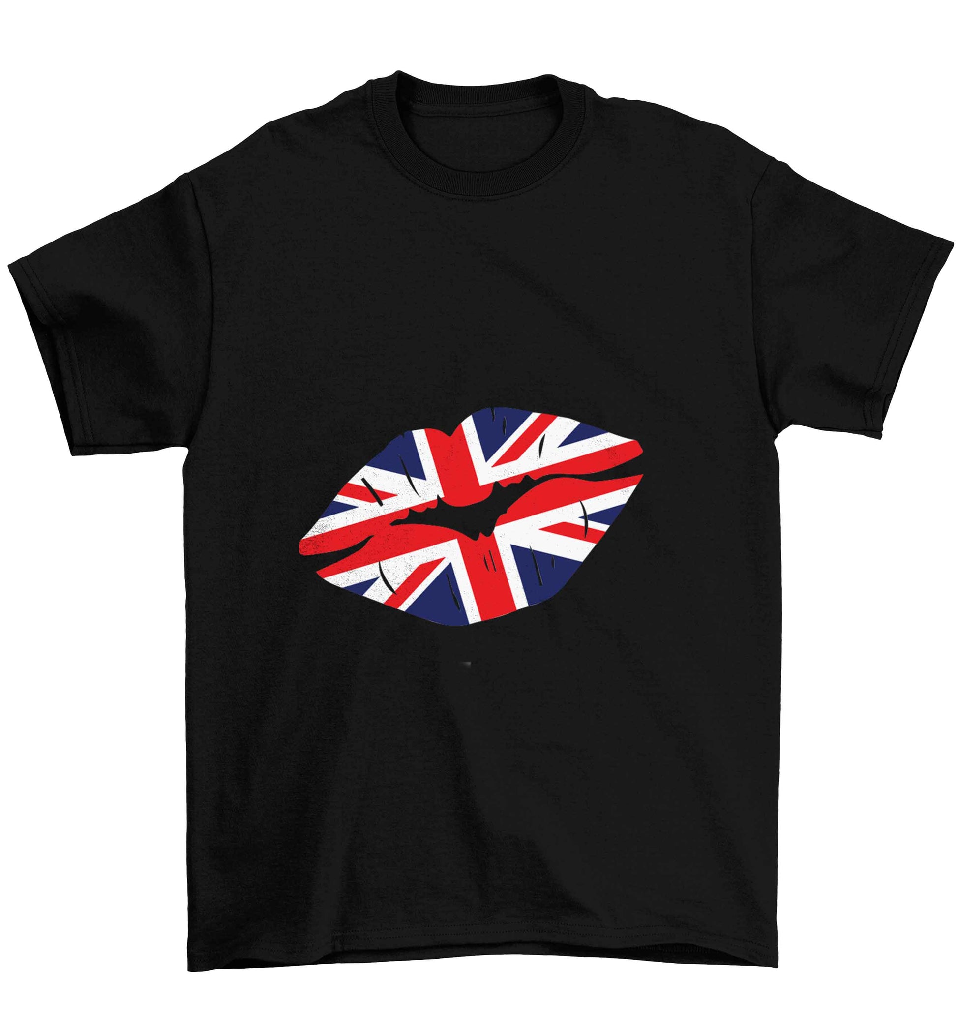 British flag kiss Children's black Tshirt 12-13 Years