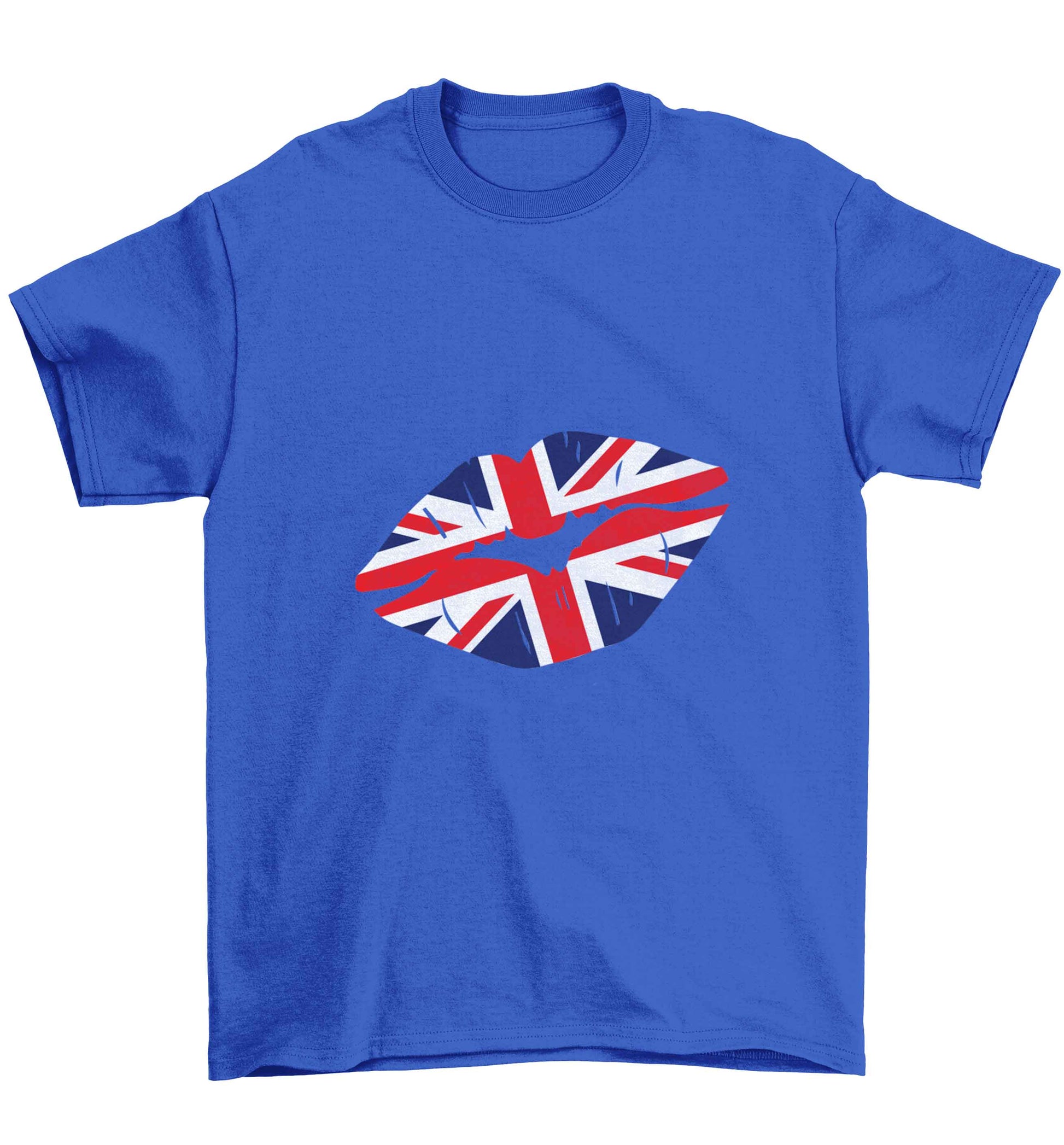 British flag kiss Children's blue Tshirt 12-13 Years