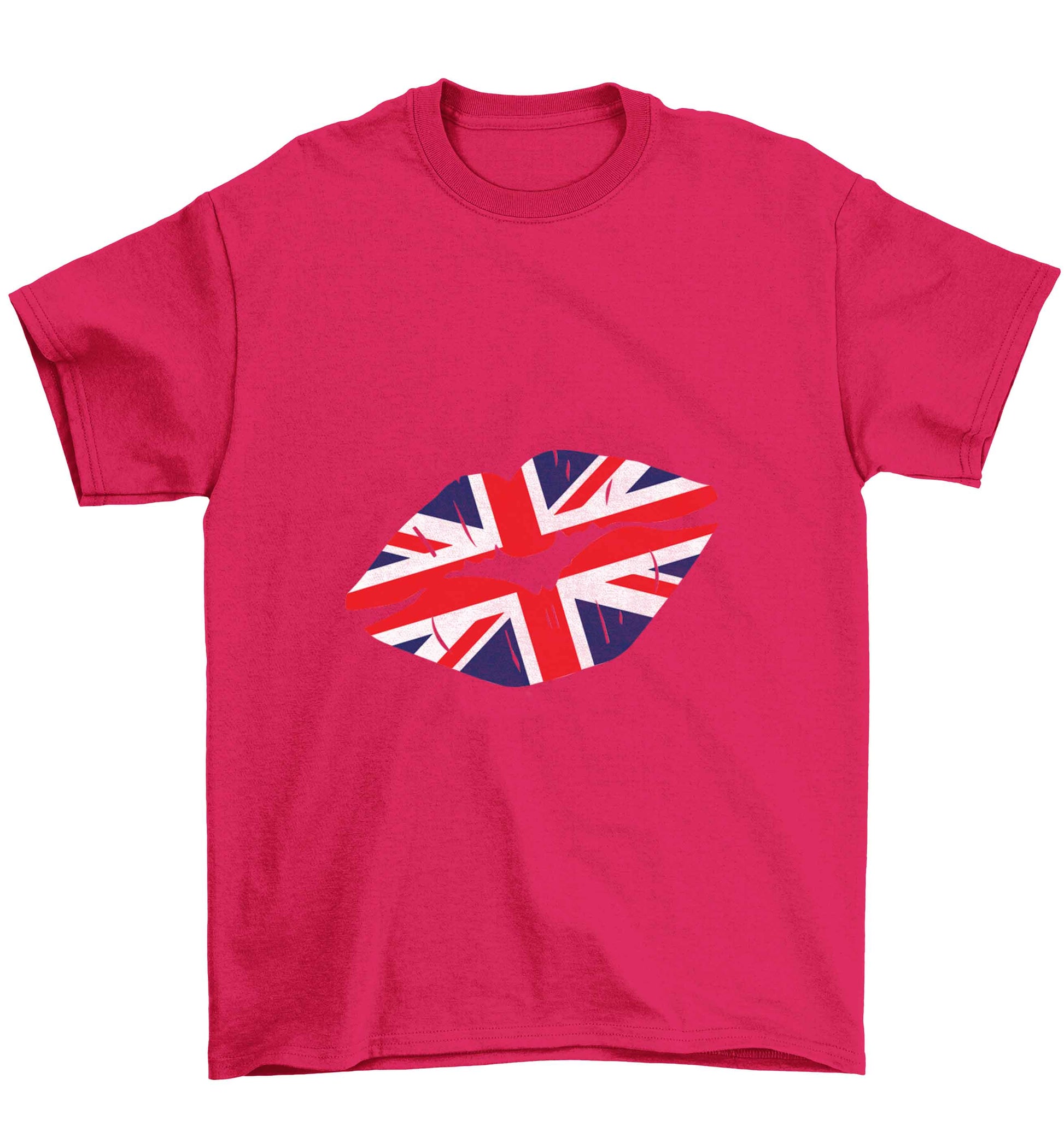 British flag kiss Children's pink Tshirt 12-13 Years