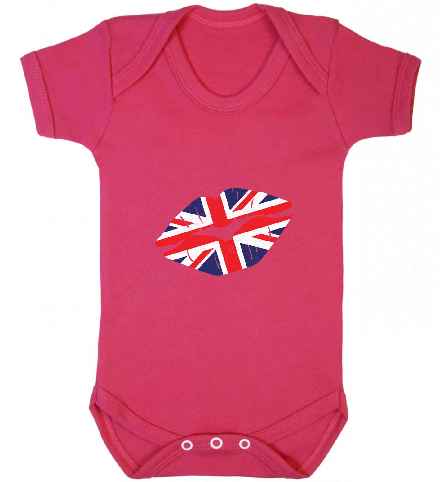British flag kiss baby vest dark pink 18-24 months