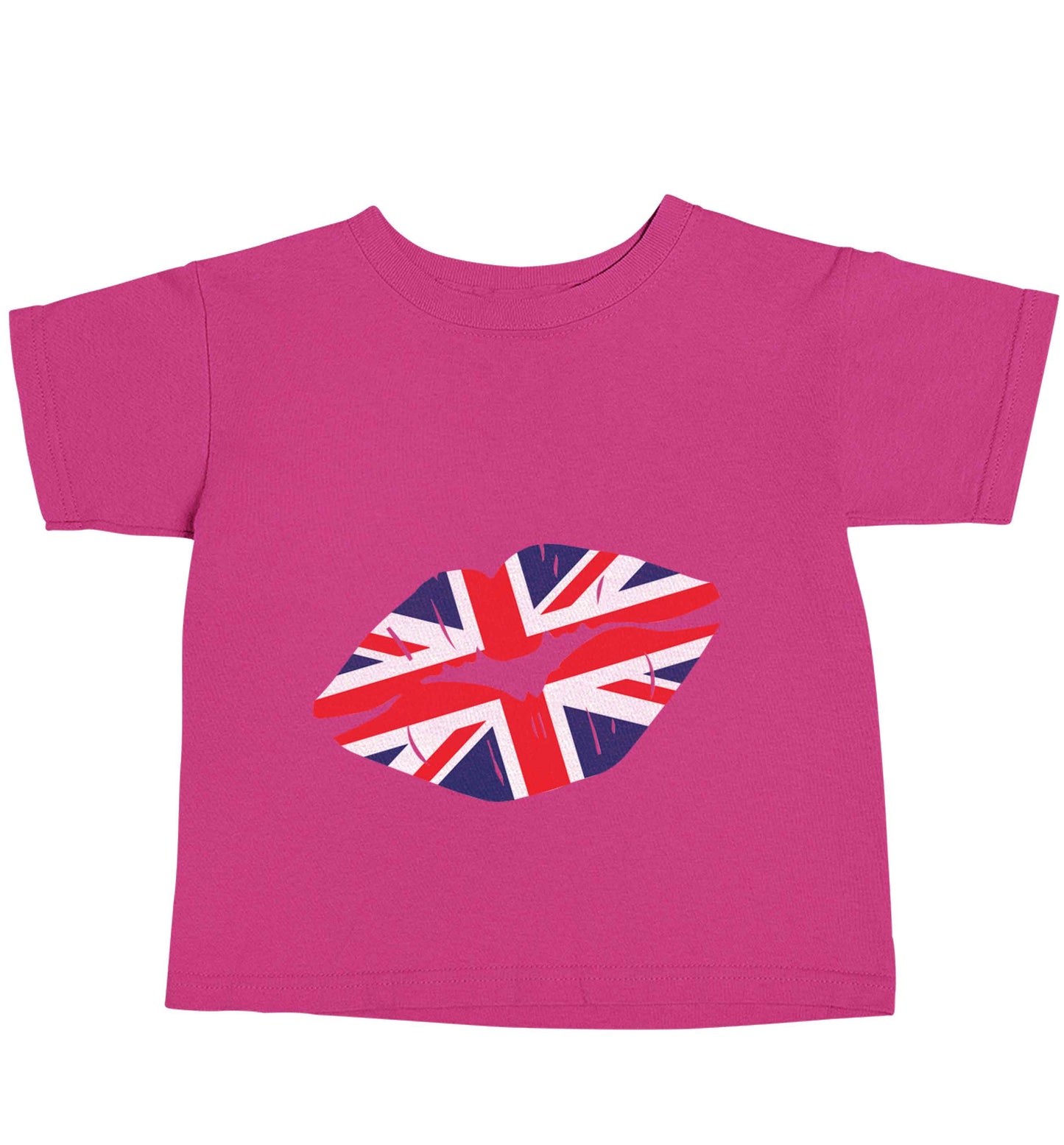 British flag kiss pink baby toddler Tshirt 2 Years