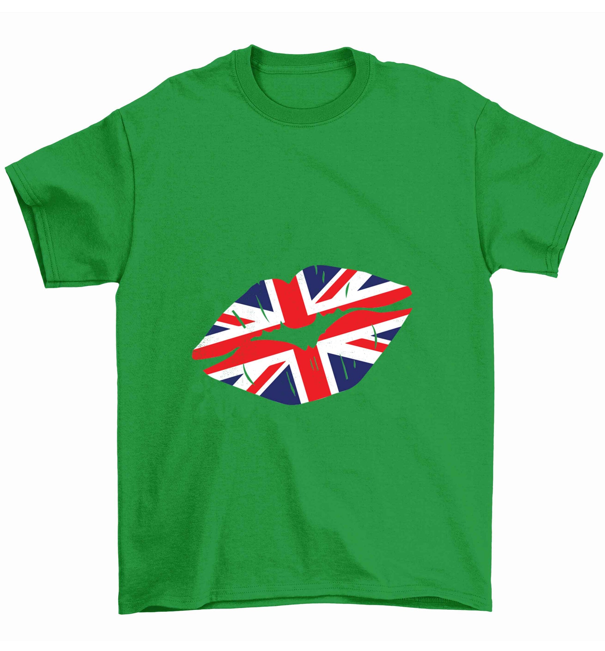 British flag kiss Children's green Tshirt 12-13 Years