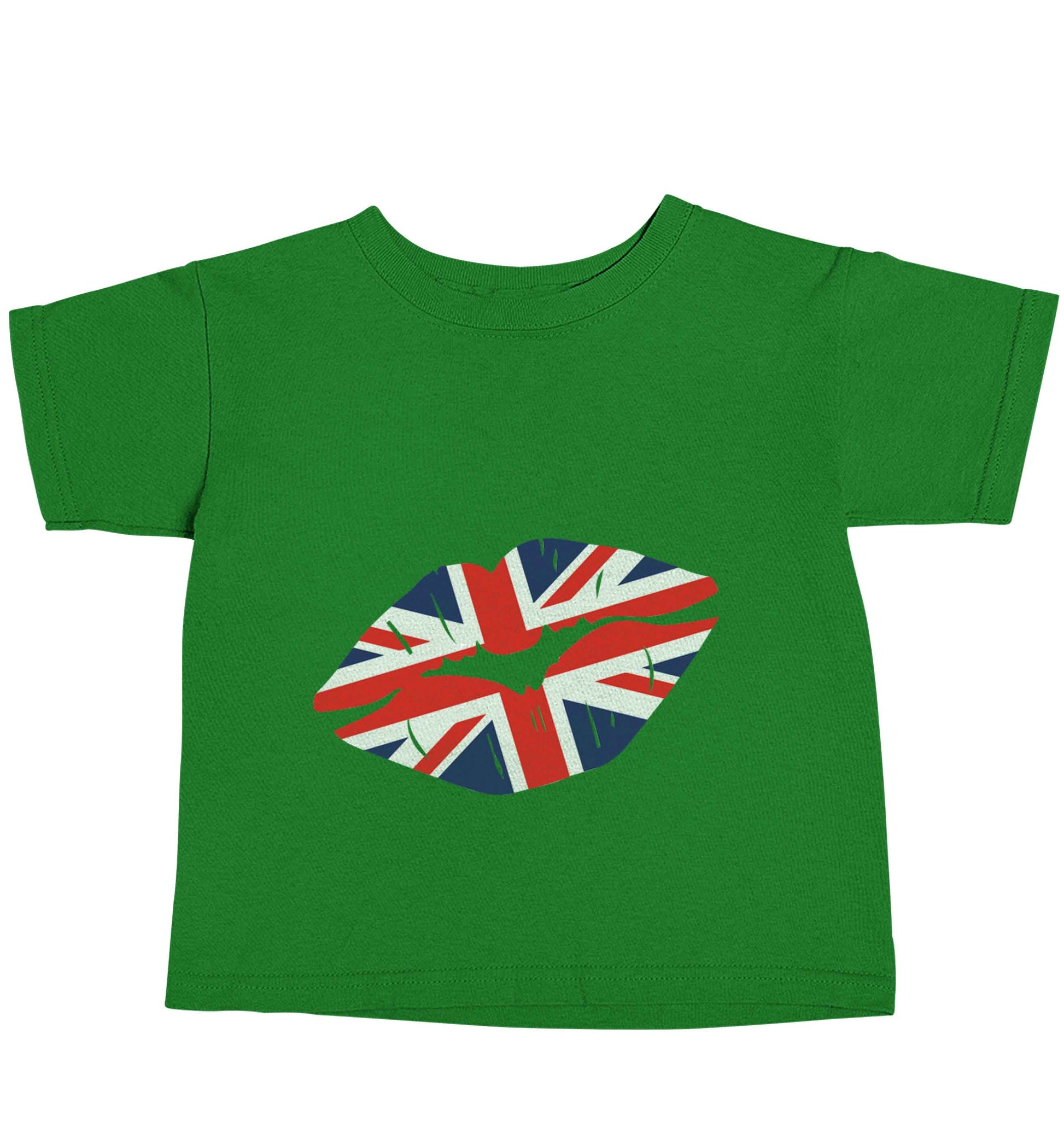 British flag kiss green baby toddler Tshirt 2 Years