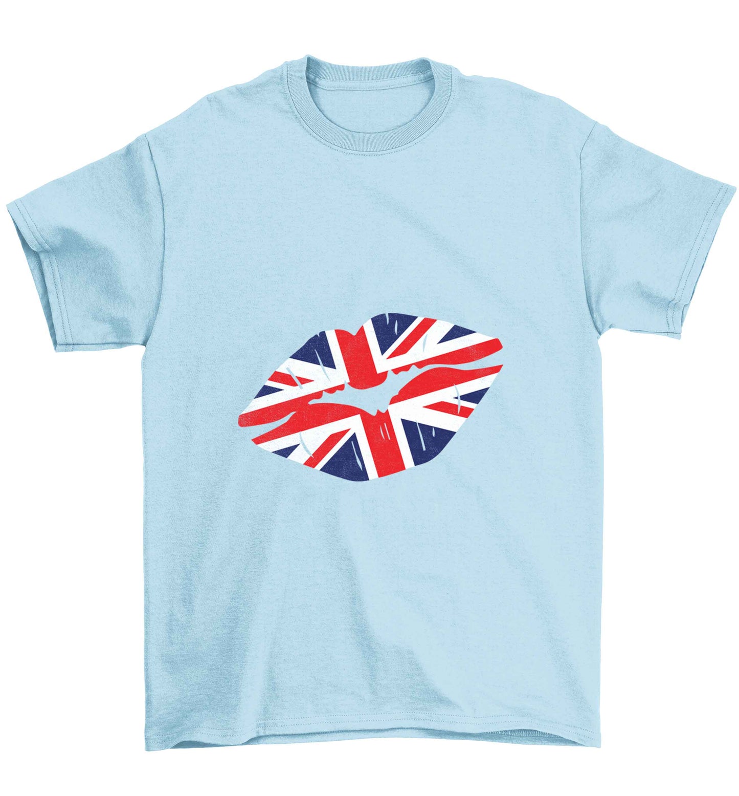 British flag kiss Children's light blue Tshirt 12-13 Years