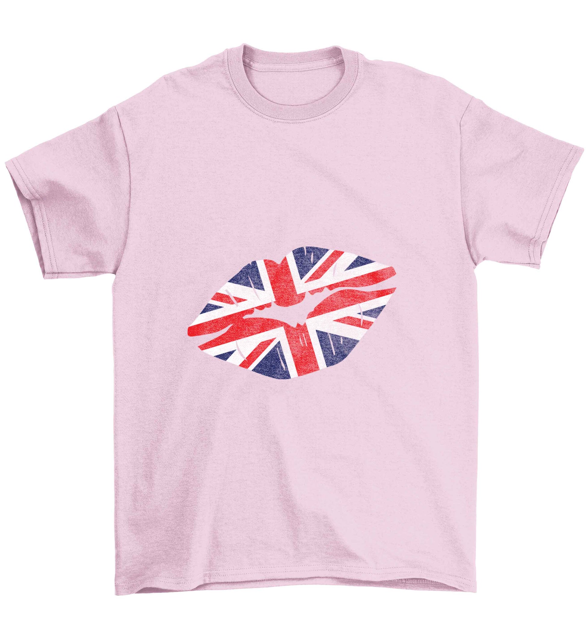 British flag kiss Children's light pink Tshirt 12-13 Years