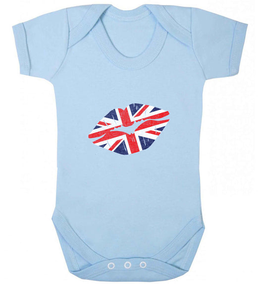 British flag kiss baby vest pale blue 18-24 months