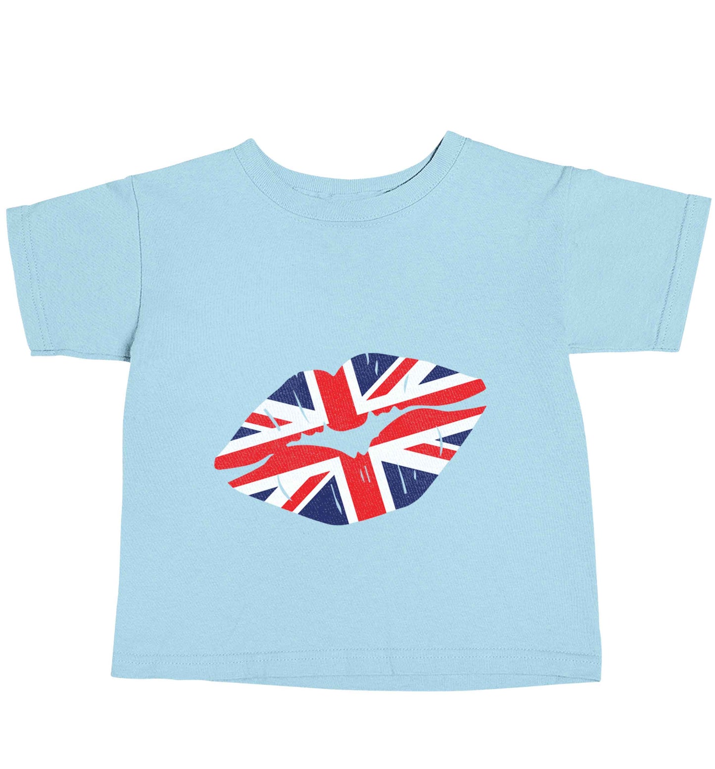 British flag kiss light blue baby toddler Tshirt 2 Years