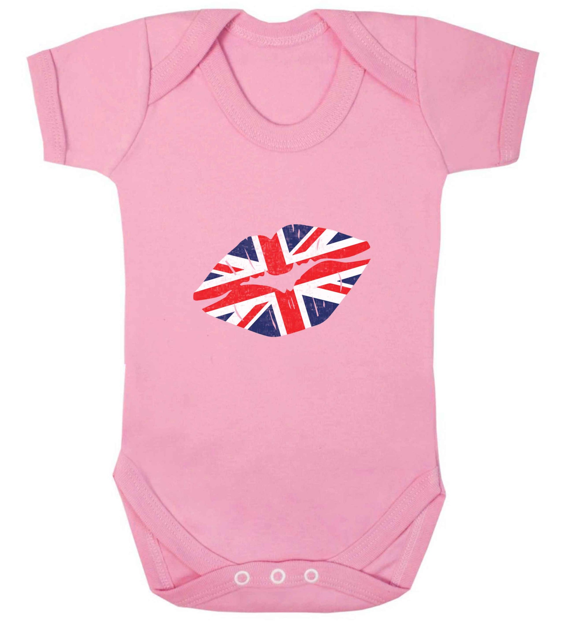 British flag kiss baby vest pale pink 18-24 months