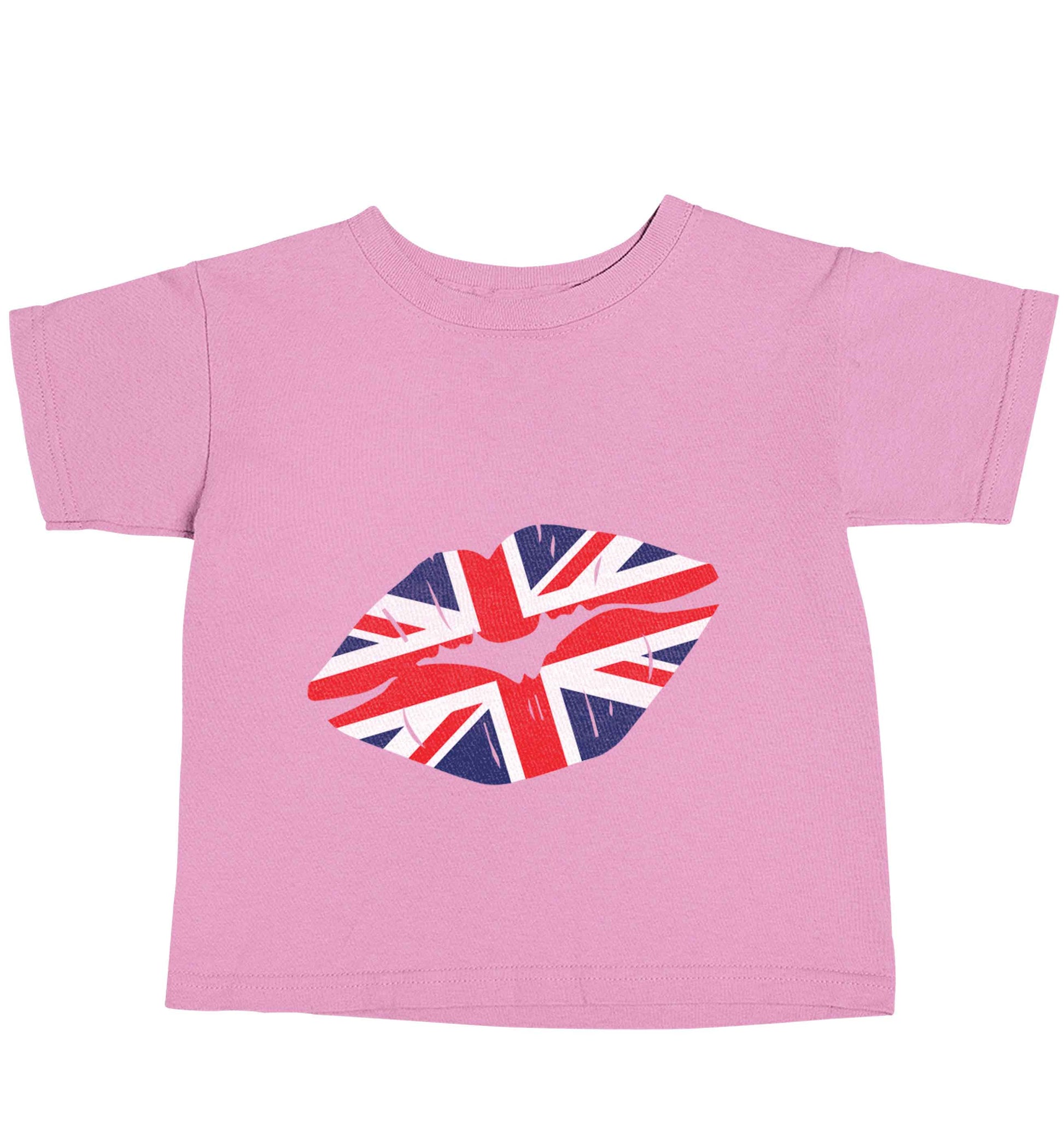 British flag kiss light pink baby toddler Tshirt 2 Years