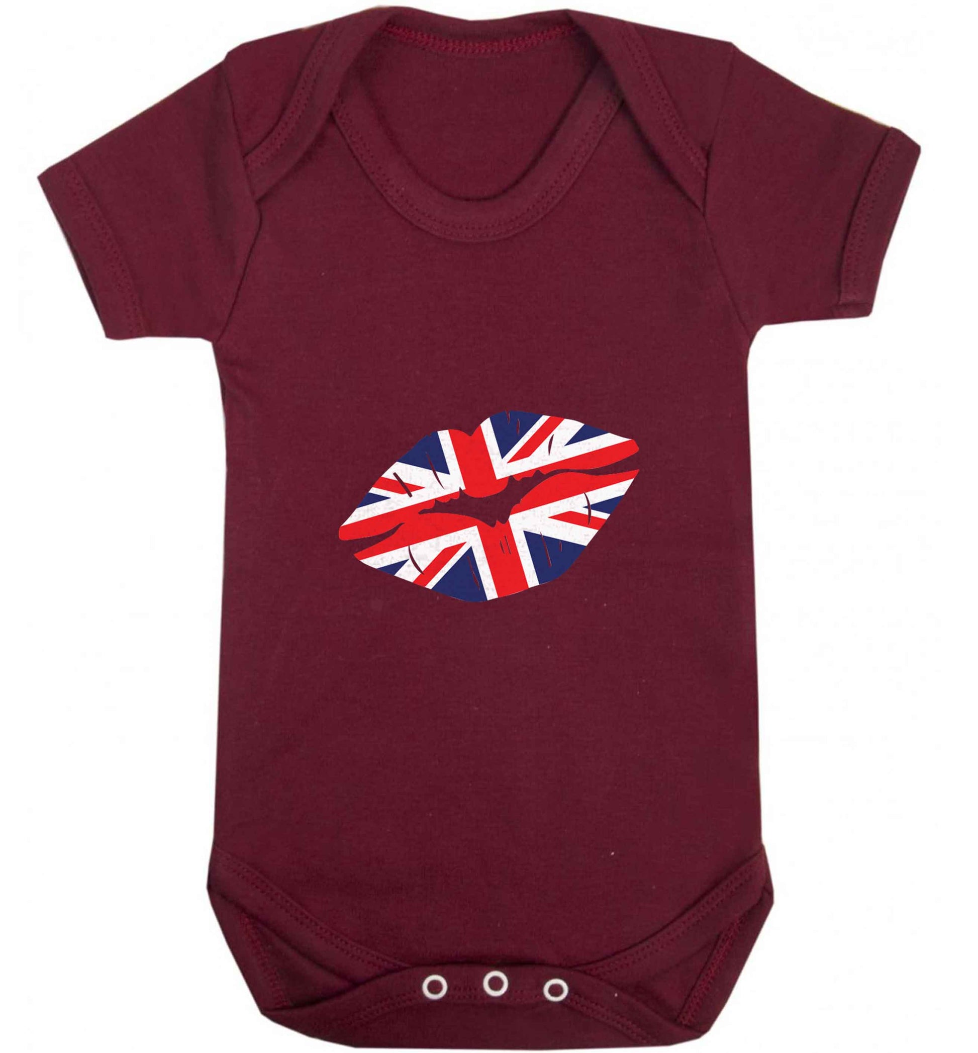 British flag kiss baby vest maroon 18-24 months
