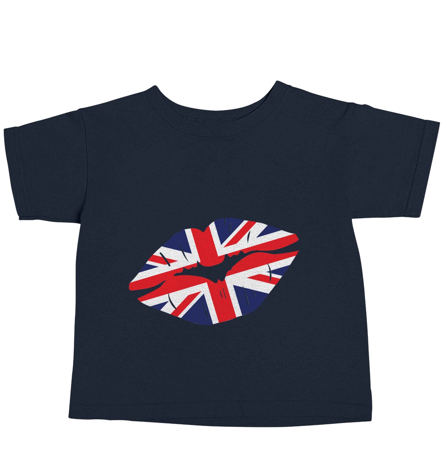 British flag kiss navy baby toddler Tshirt 2 Years