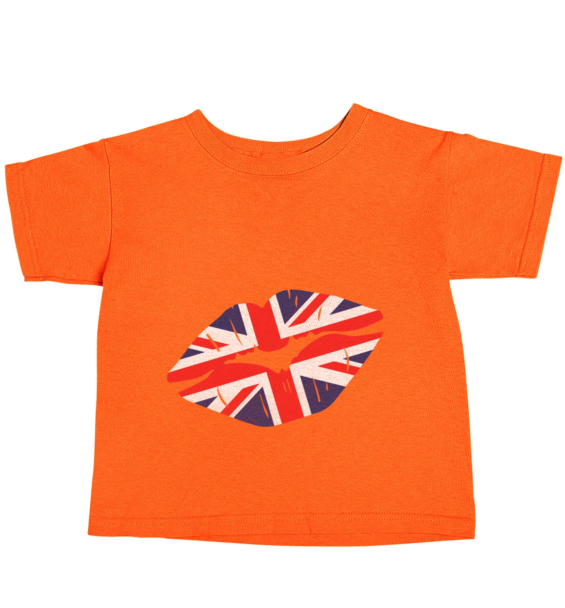 British flag kiss orange baby toddler Tshirt 2 Years