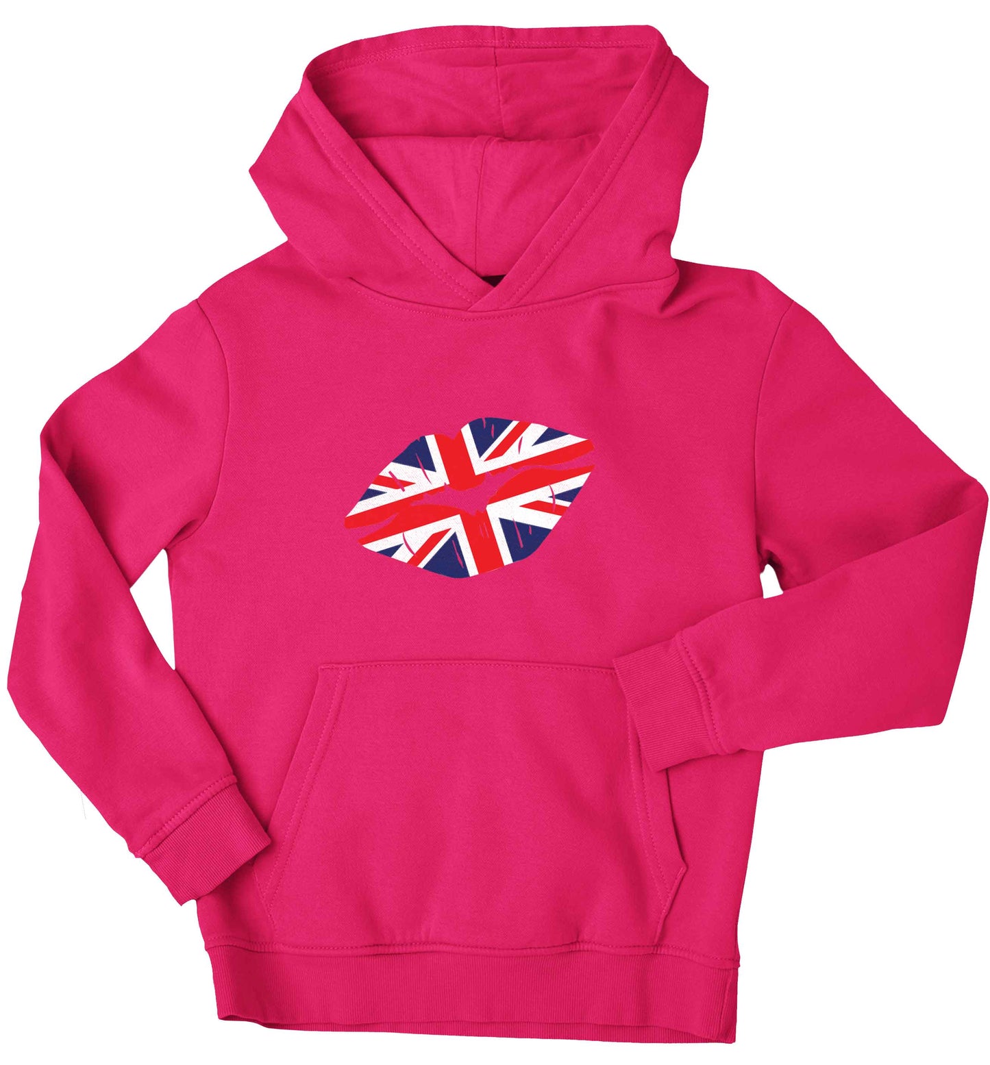 British flag kiss children's pink hoodie 12-13 Years