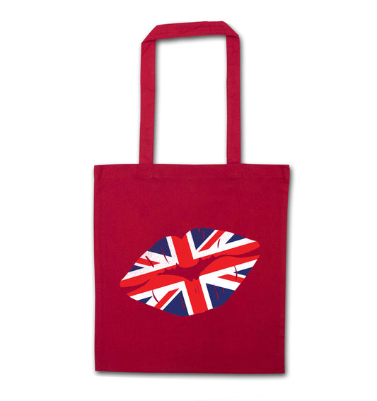 British flag kiss red tote bag