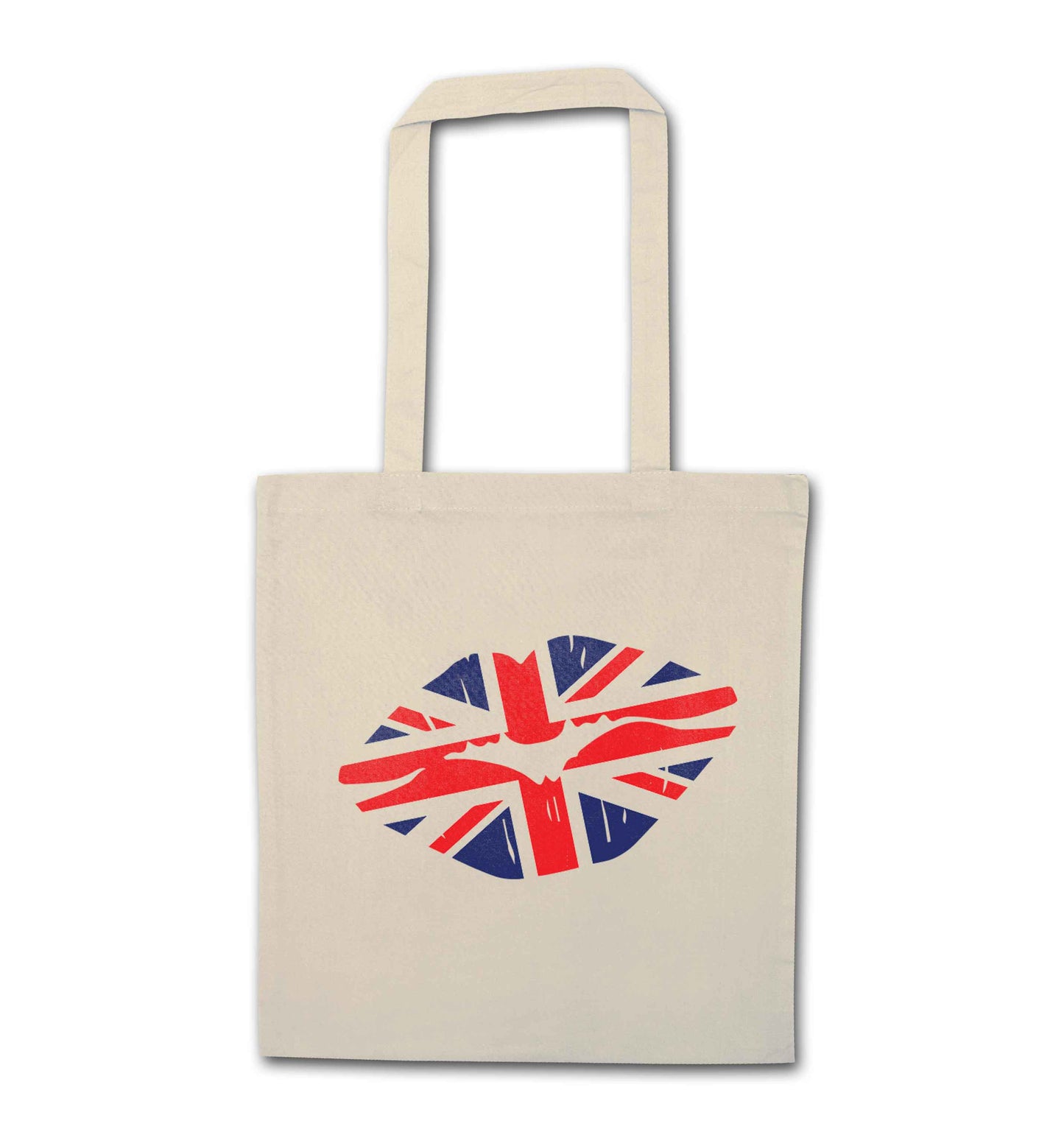 British flag kiss natural tote bag