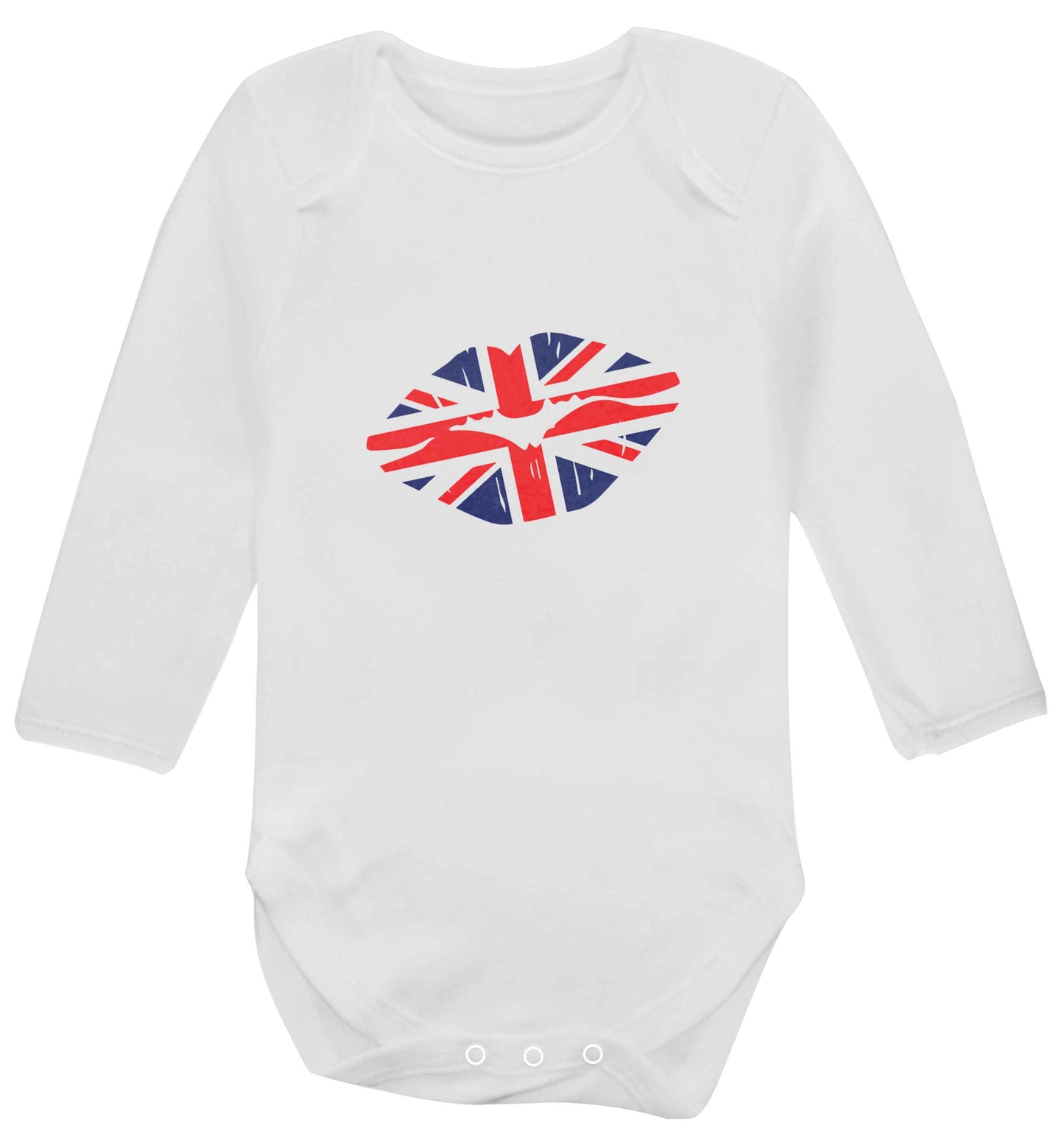 British flag kiss baby vest long sleeved white 6-12 months