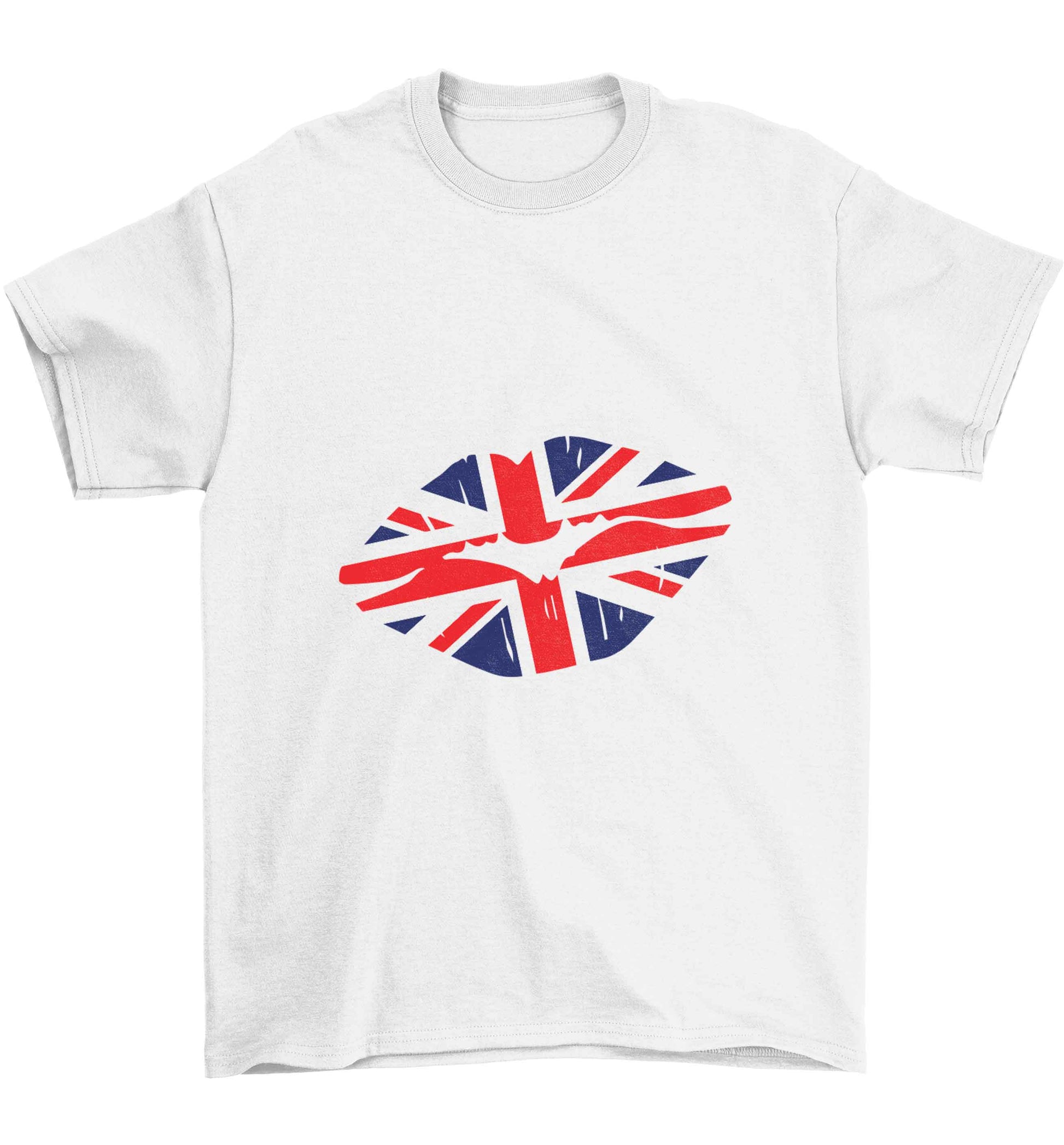 British flag kiss Children's white Tshirt 12-13 Years