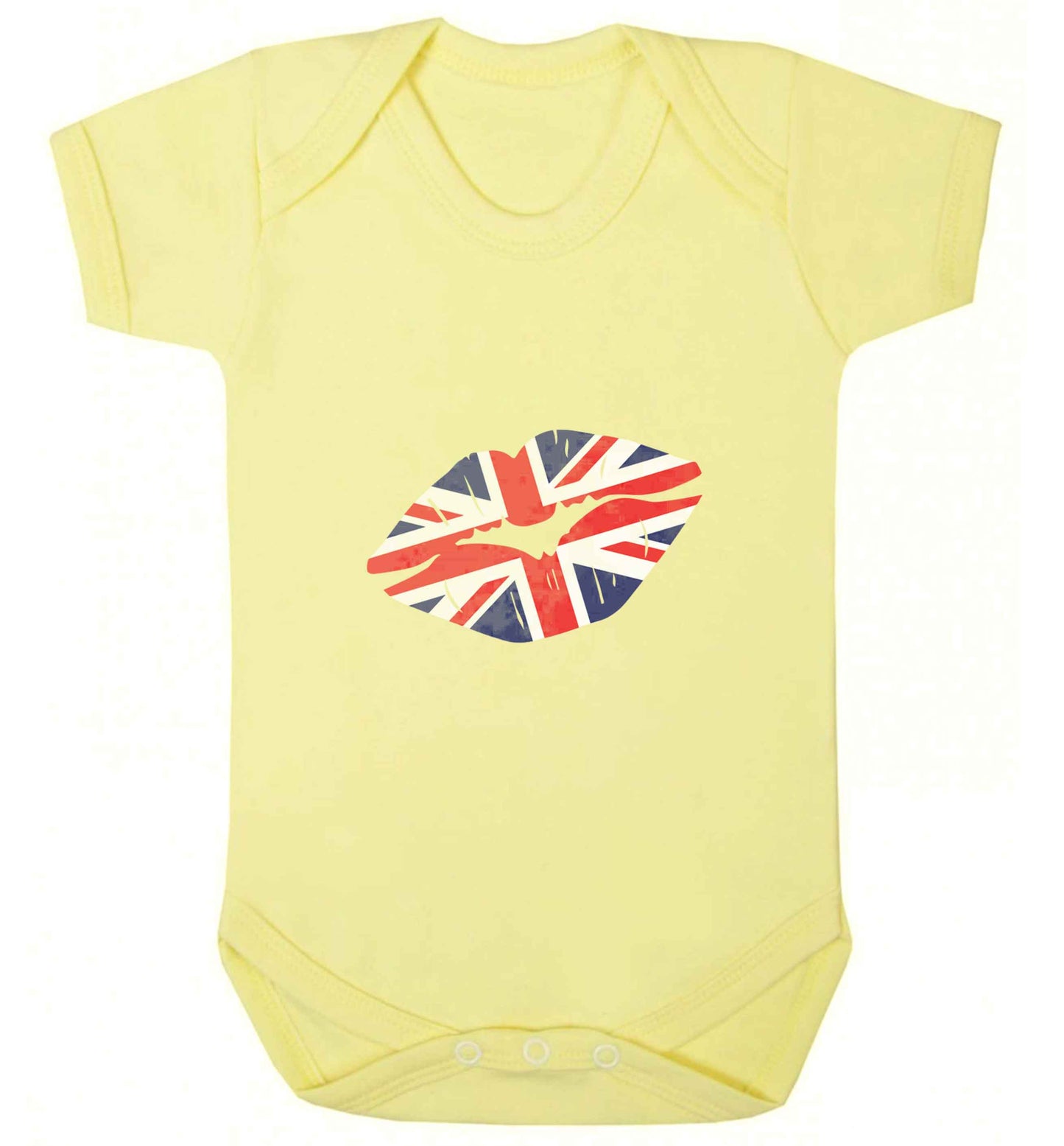 British flag kiss baby vest pale yellow 18-24 months