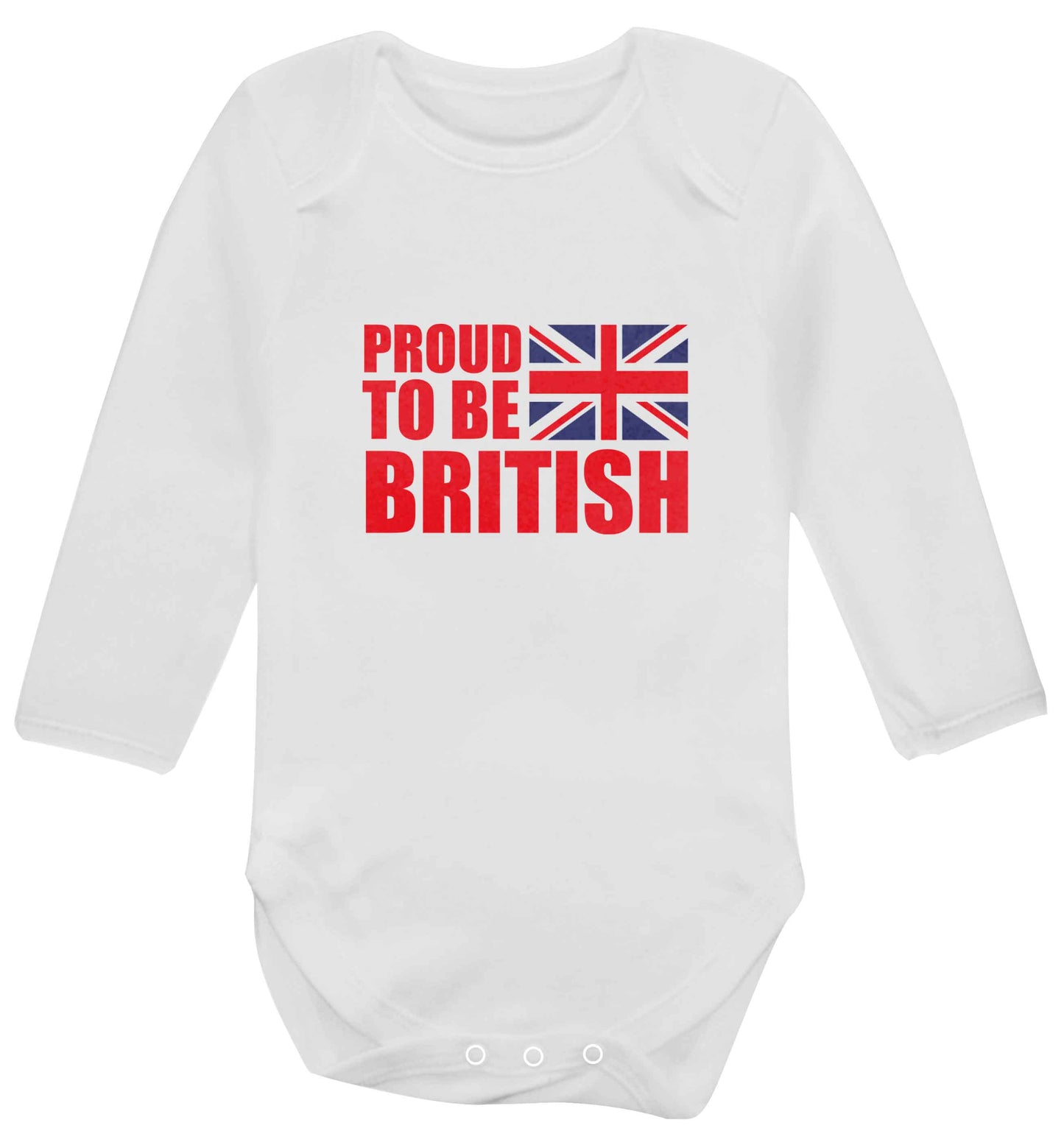 Proud to be British baby vest long sleeved white 6-12 months
