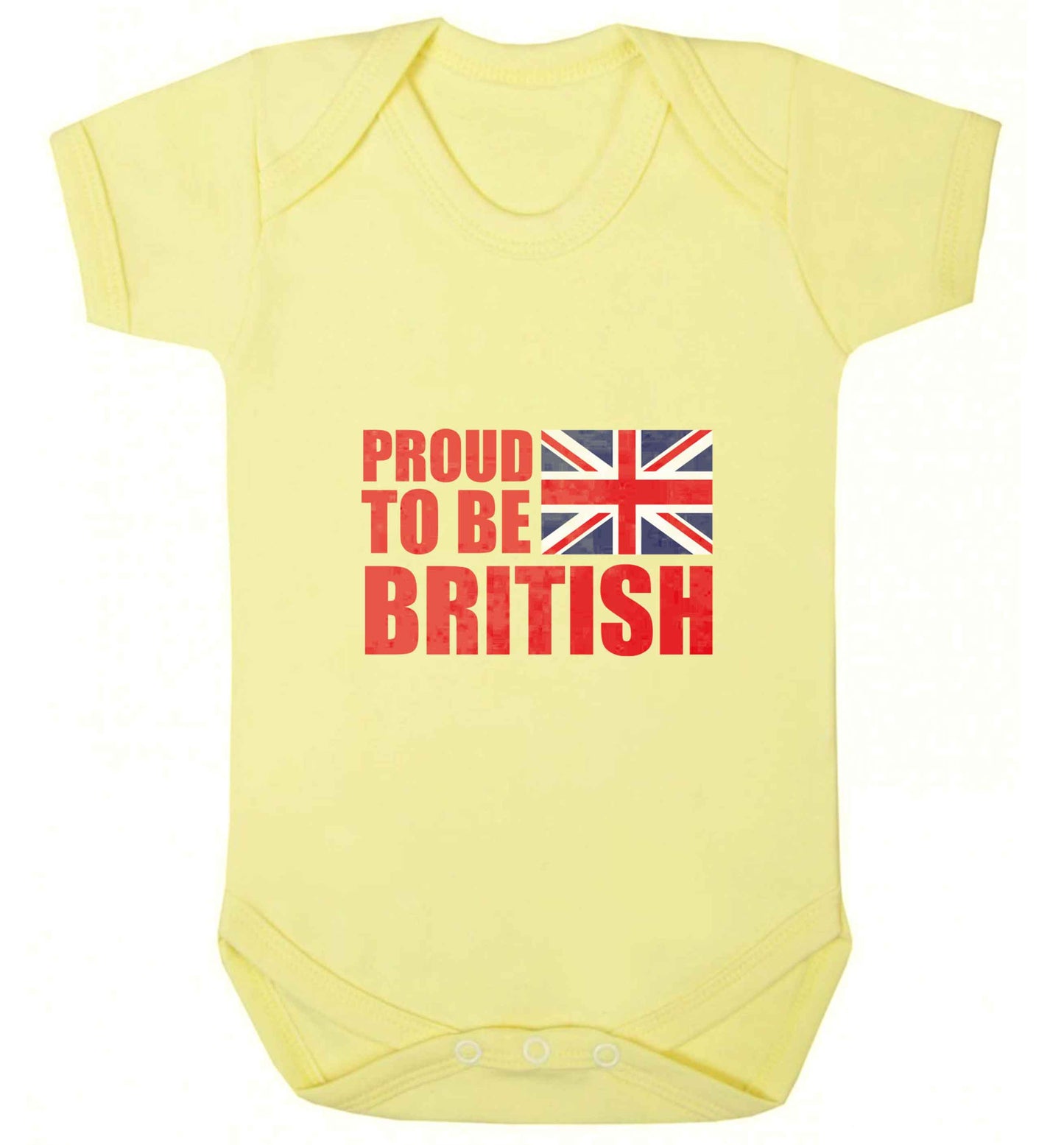 Proud to be British baby vest pale yellow 18-24 months
