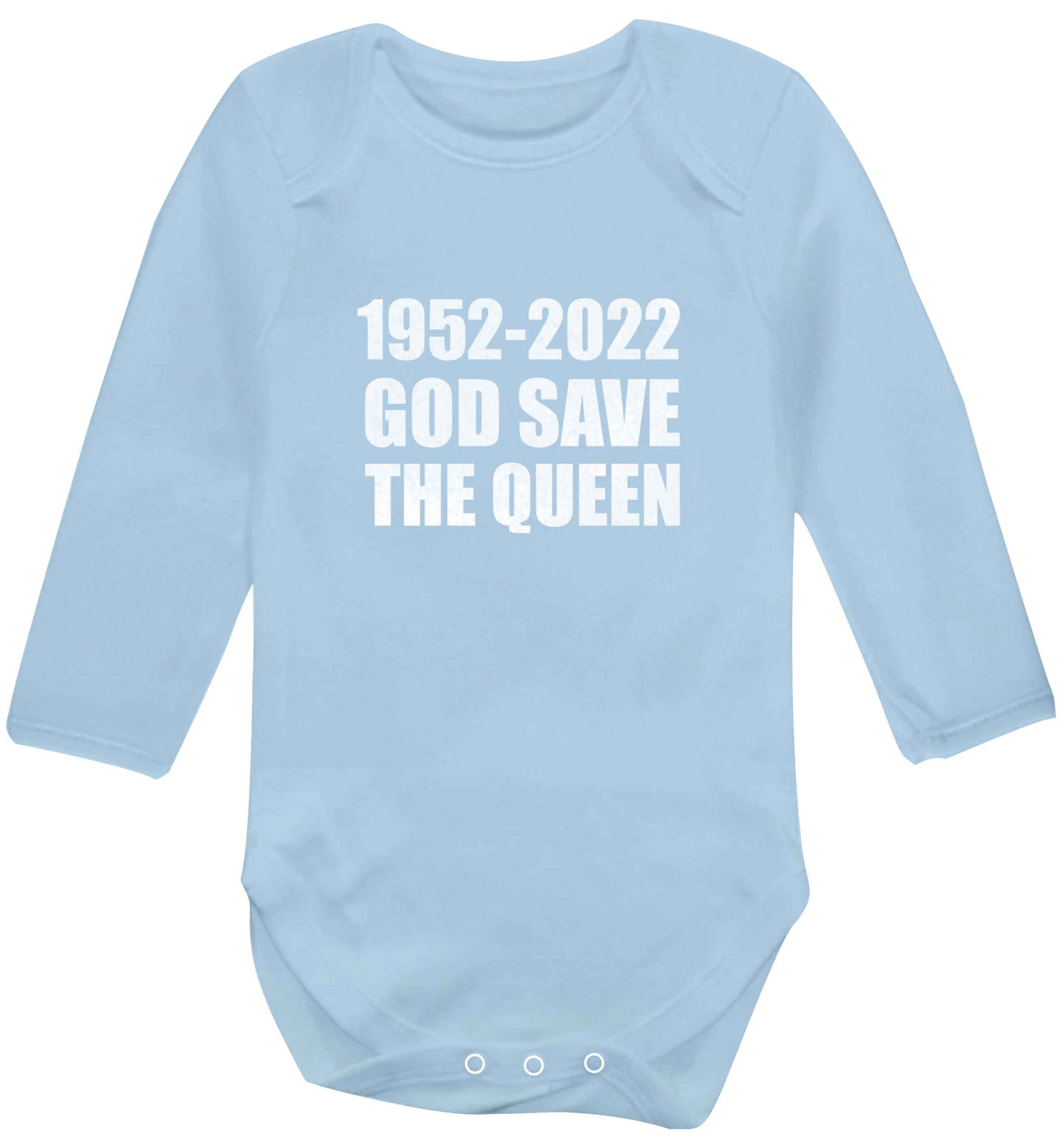 God save the queen baby vest long sleeved pale blue 6-12 months