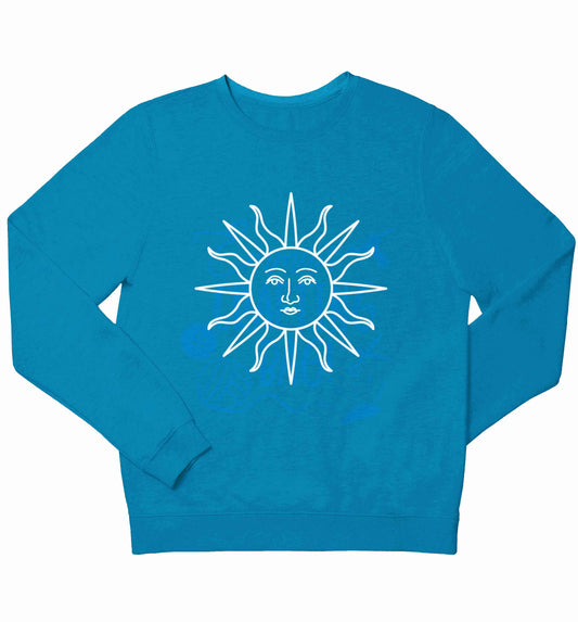 Sun face illustration children's blue sweater 12-13 Years