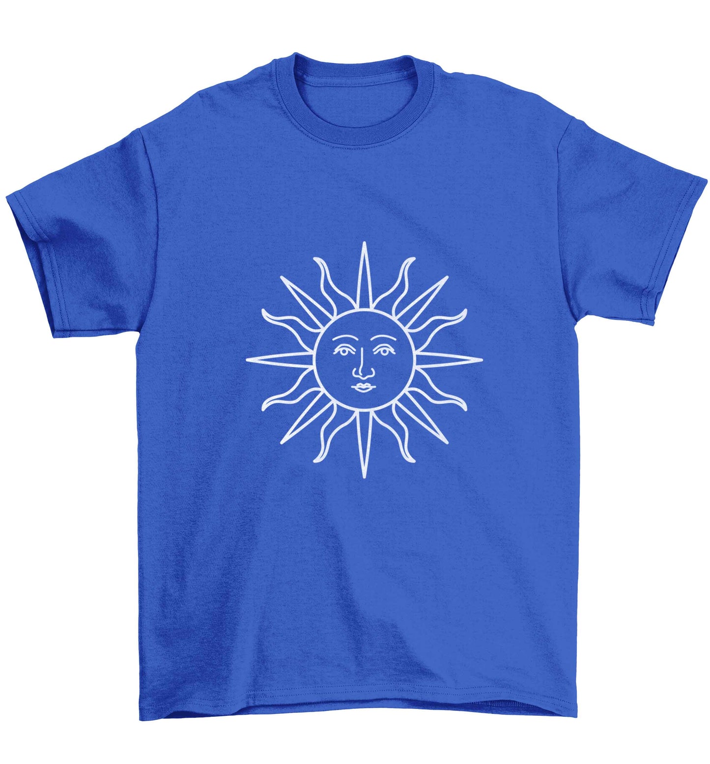 Sun face illustration Children's blue Tshirt 12-13 Years