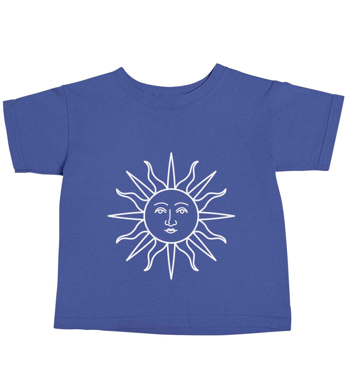 Sun face illustration blue baby toddler Tshirt 2 Years