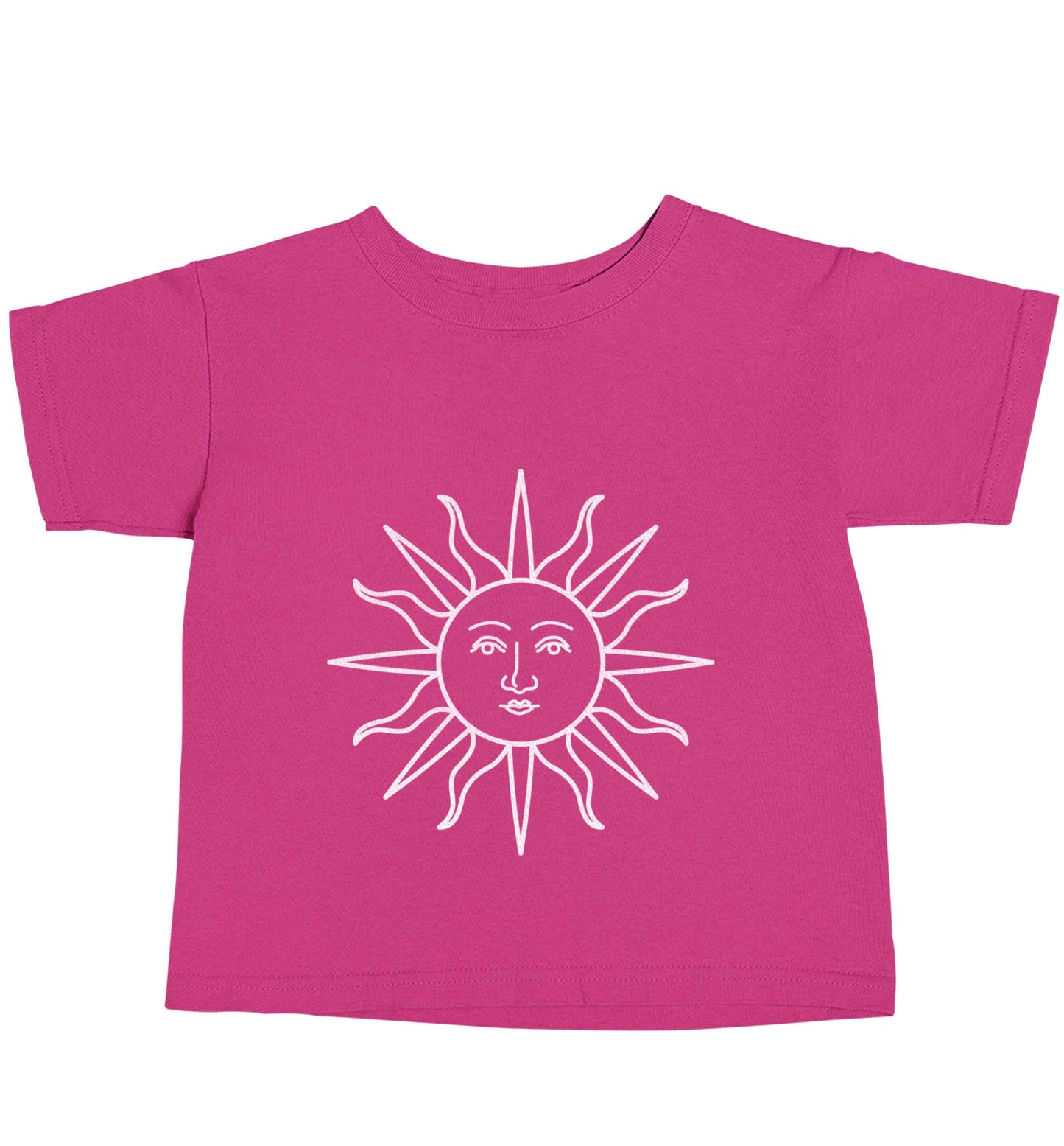 Sun face illustration pink baby toddler Tshirt 2 Years