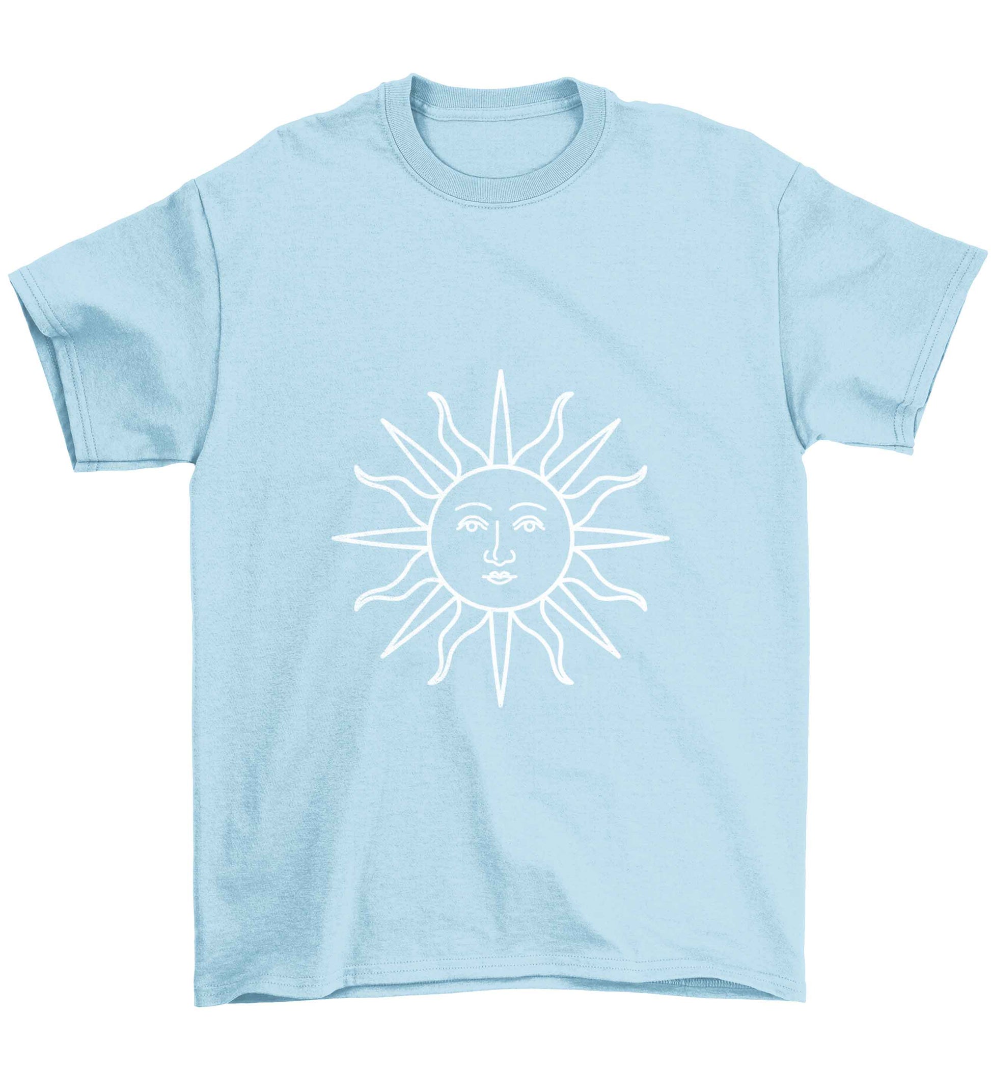Sun face illustration Children's light blue Tshirt 12-13 Years