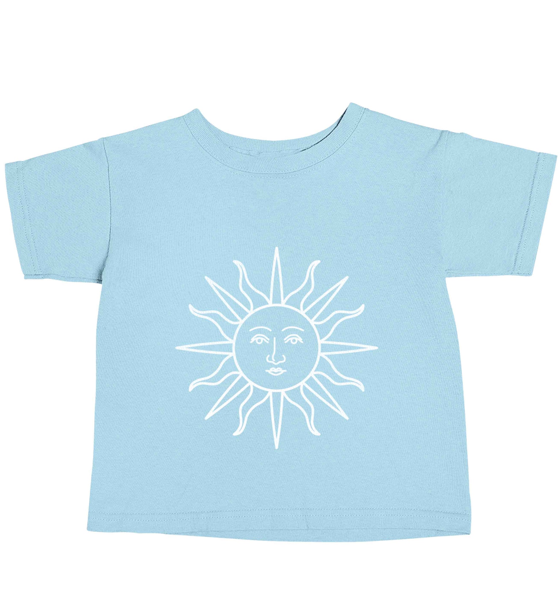 Sun face illustration light blue baby toddler Tshirt 2 Years