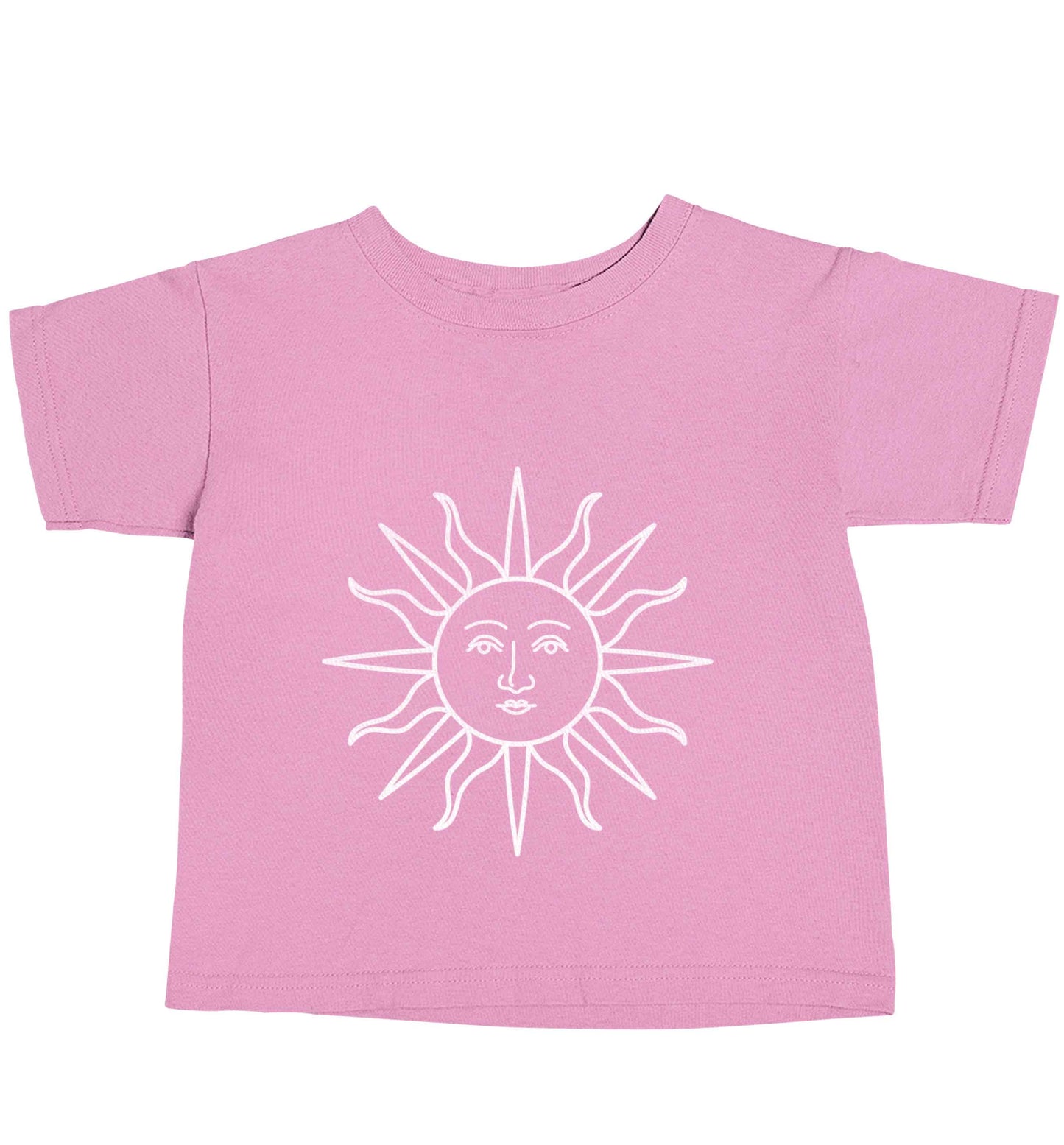 Sun face illustration light pink baby toddler Tshirt 2 Years