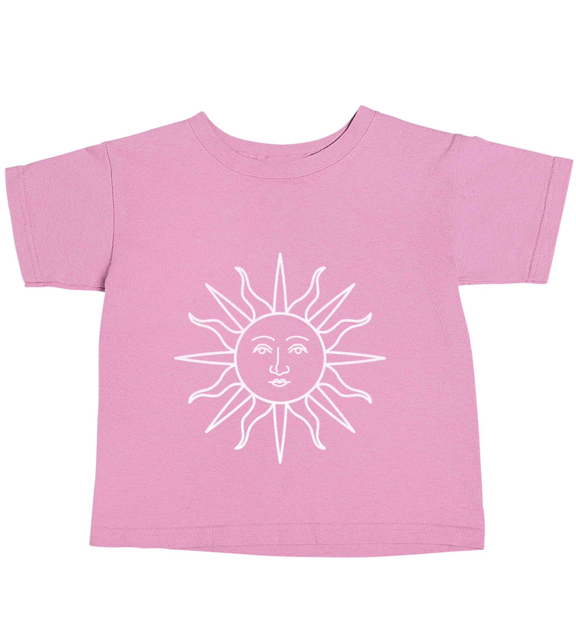 Sun face illustration light pink baby toddler Tshirt 2 Years