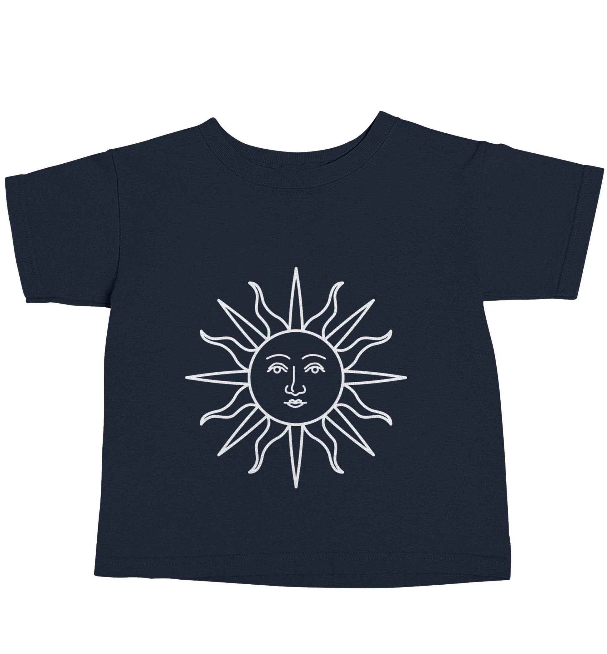 Sun face illustration navy baby toddler Tshirt 2 Years