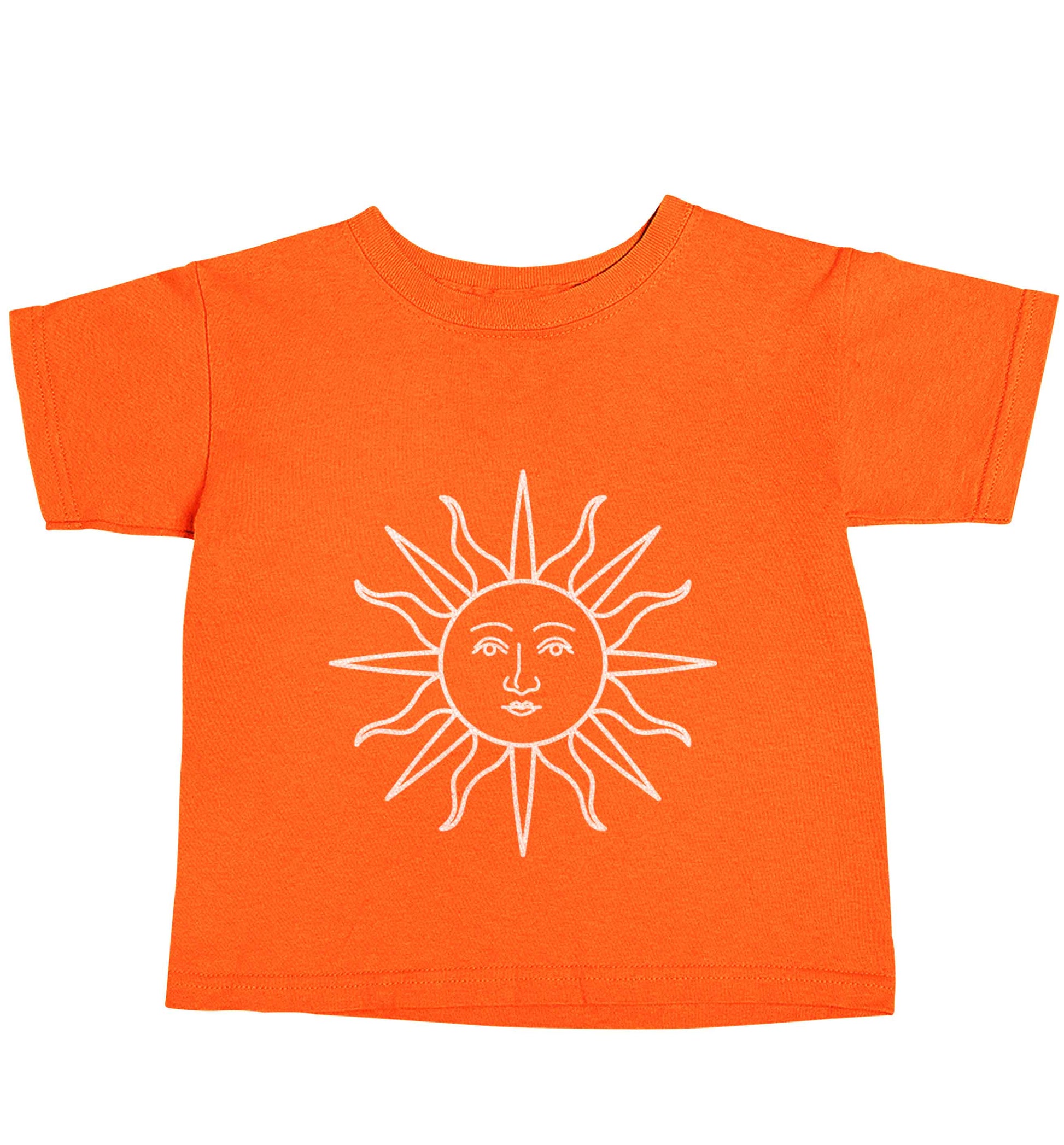 Sun face illustration orange baby toddler Tshirt 2 Years