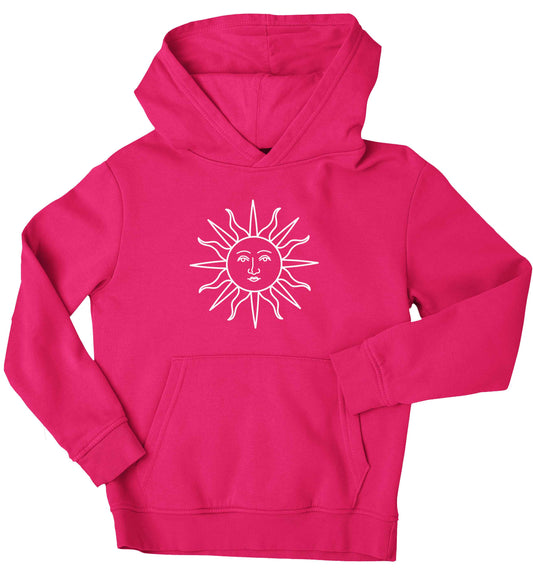 Sun face illustration children's pink hoodie 12-13 Years