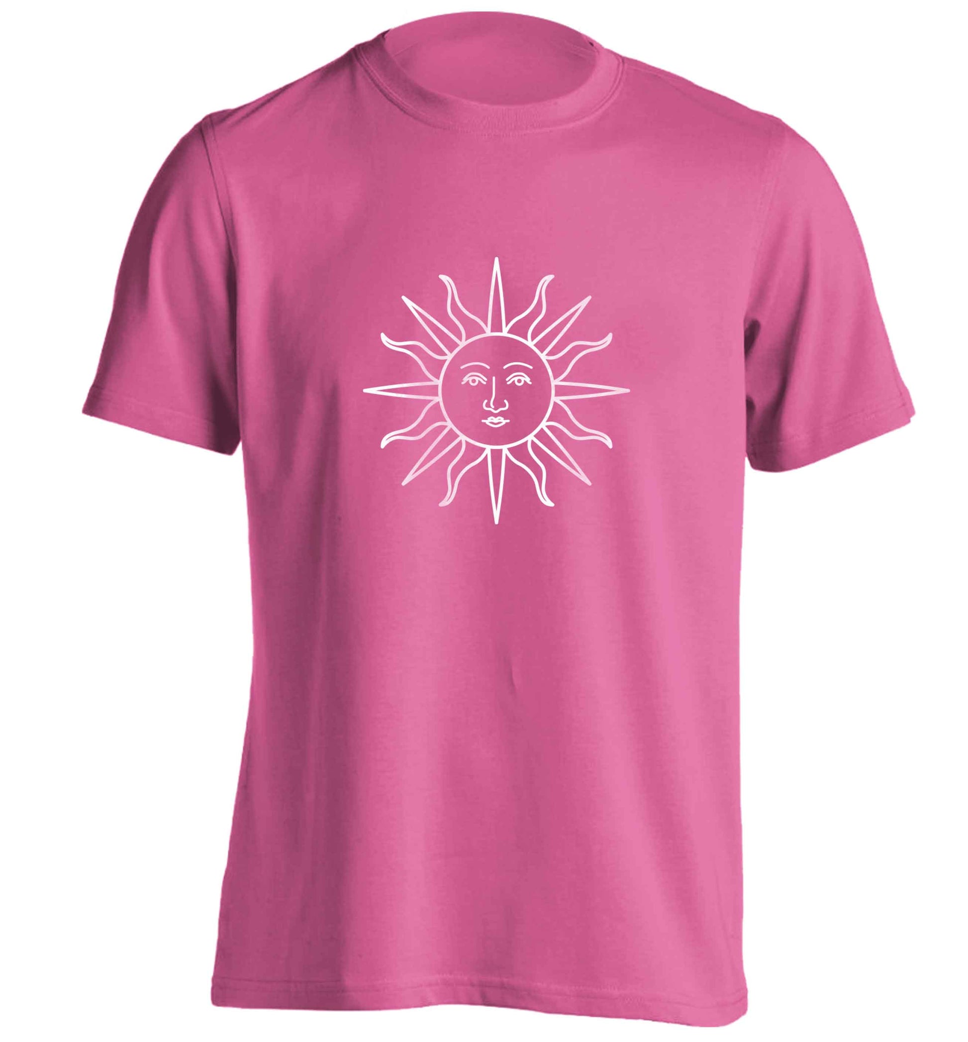 Sun face illustration adults unisex pink Tshirt 2XL