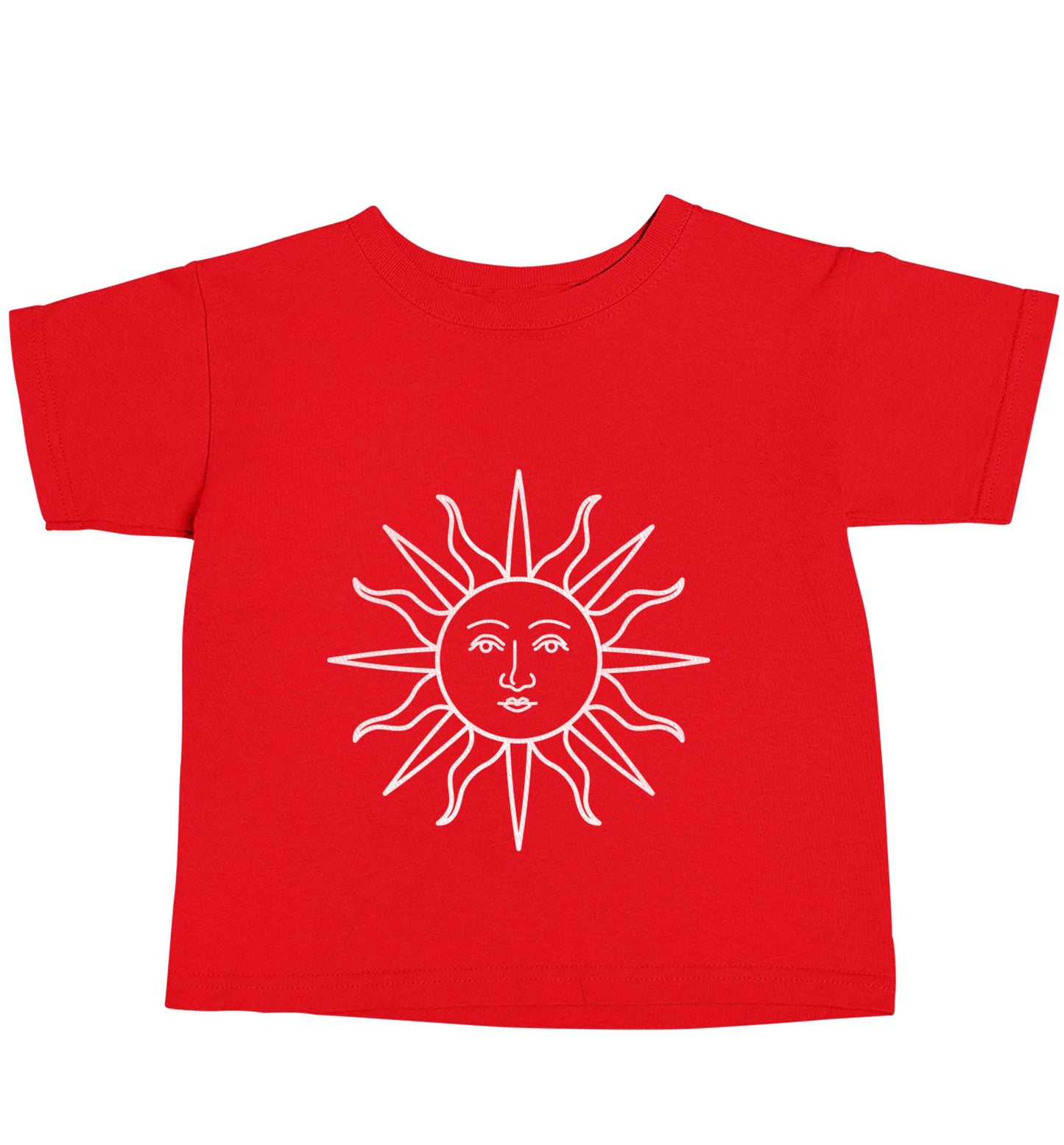 Sun face illustration red baby toddler Tshirt 2 Years