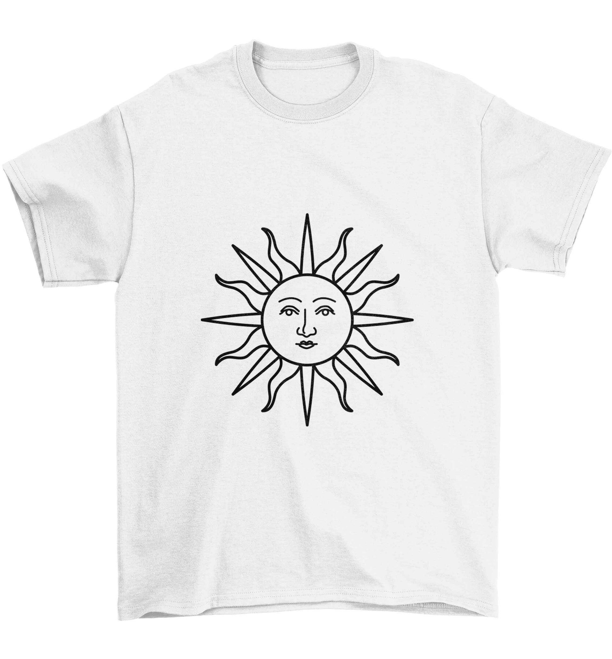 Sun face illustration Children's white Tshirt 12-13 Years