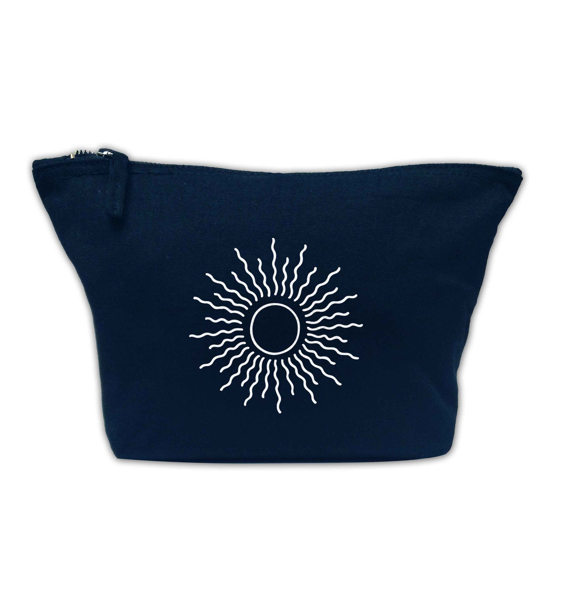 Sun illustration navy makeup bag