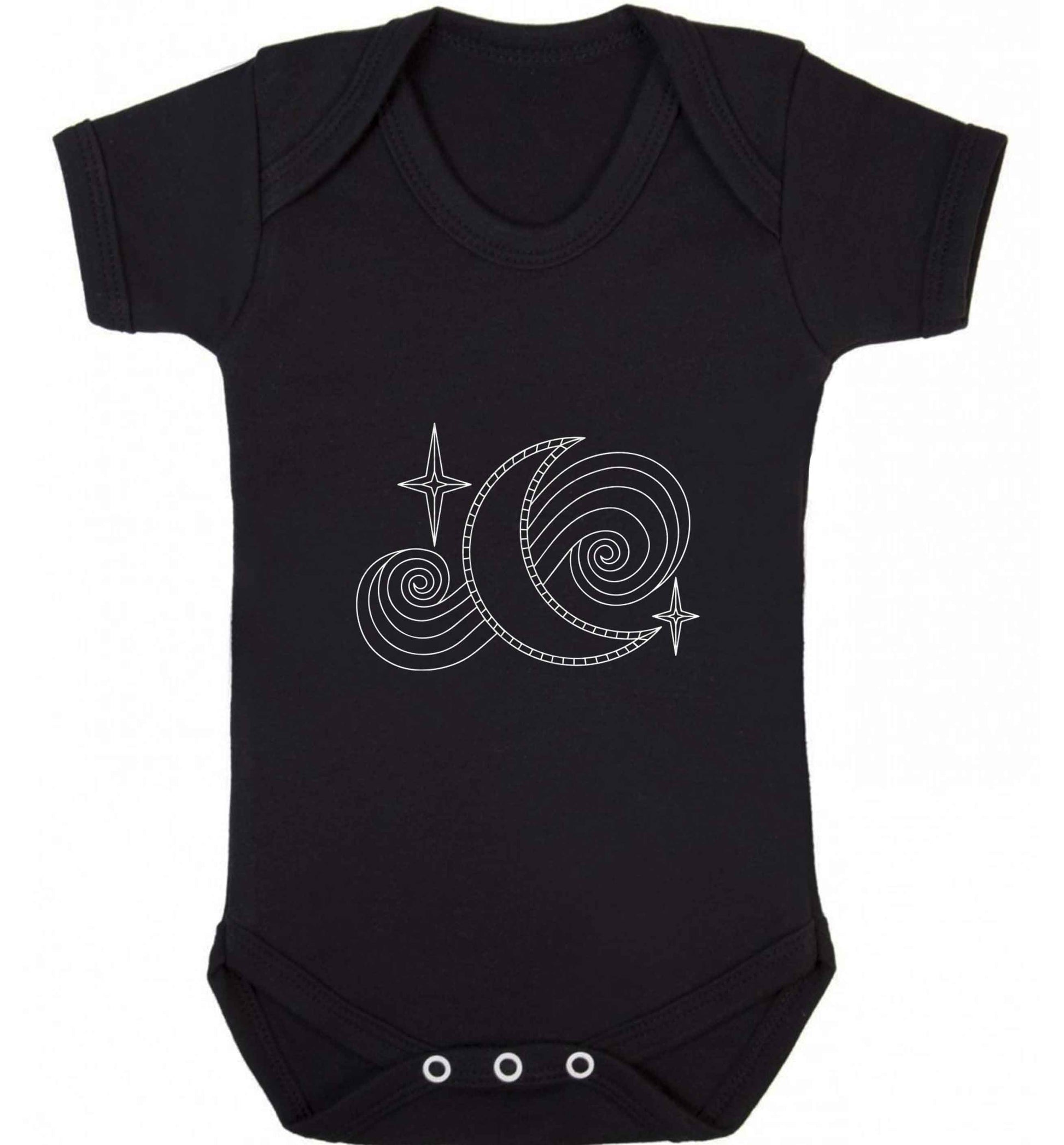 Moon and stars illustration baby vest black 18-24 months