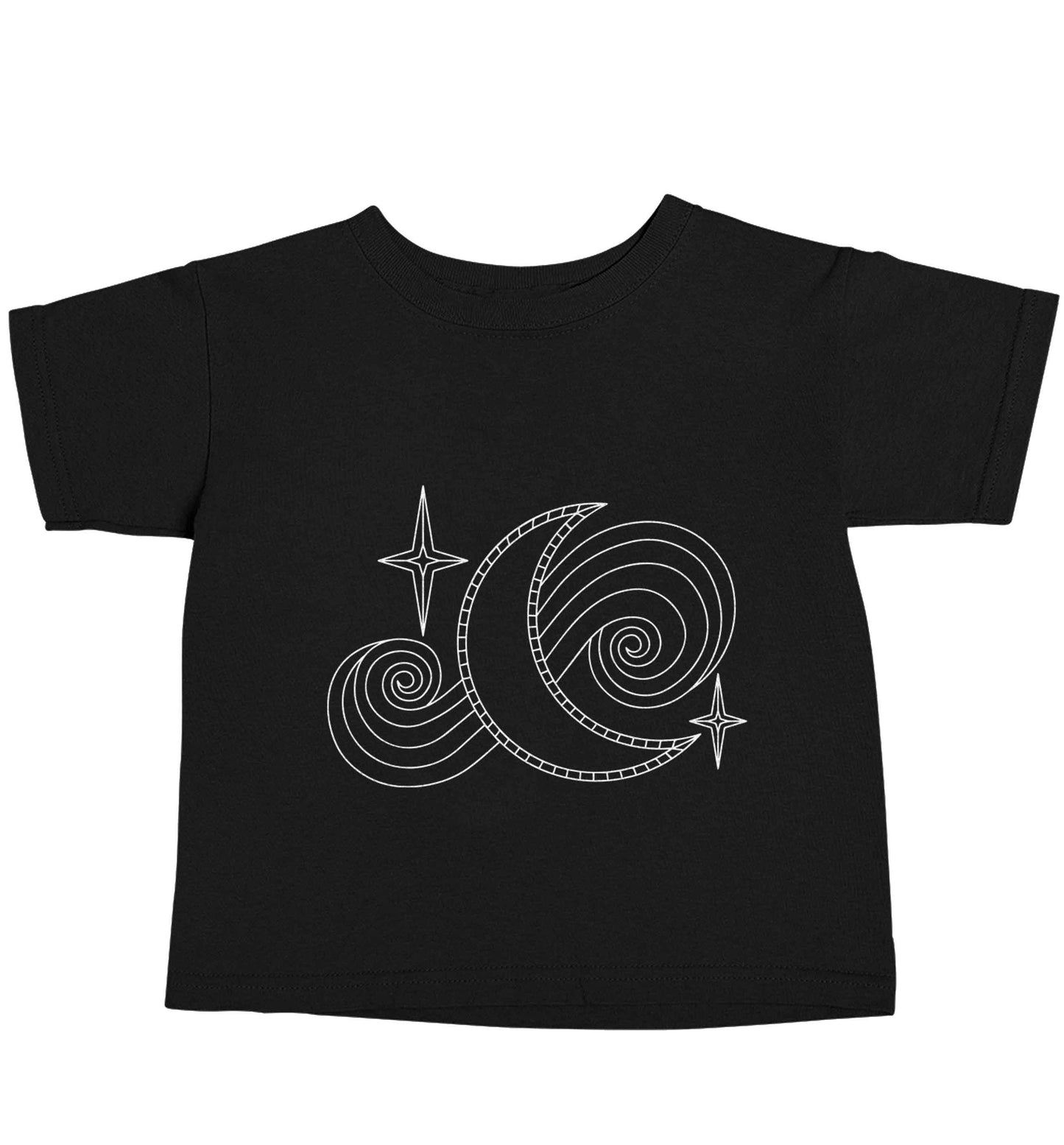 Moon and stars illustration Black baby toddler Tshirt 2 years