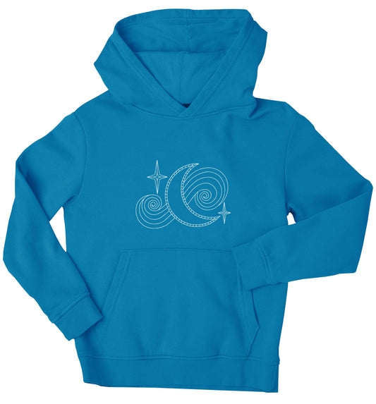 Moon and stars illustration children's blue hoodie 12-13 Years