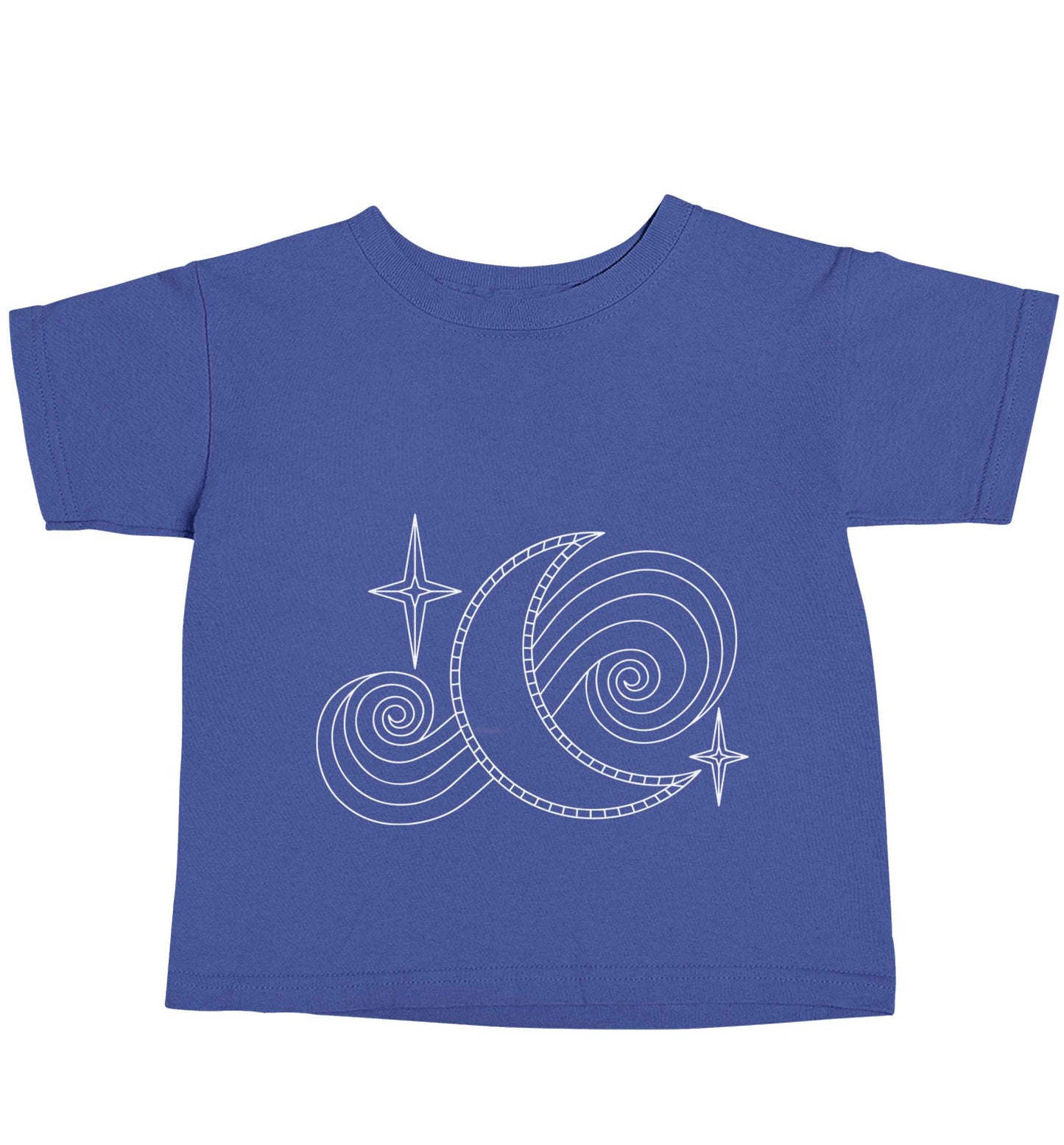 Moon and stars illustration blue baby toddler Tshirt 2 Years