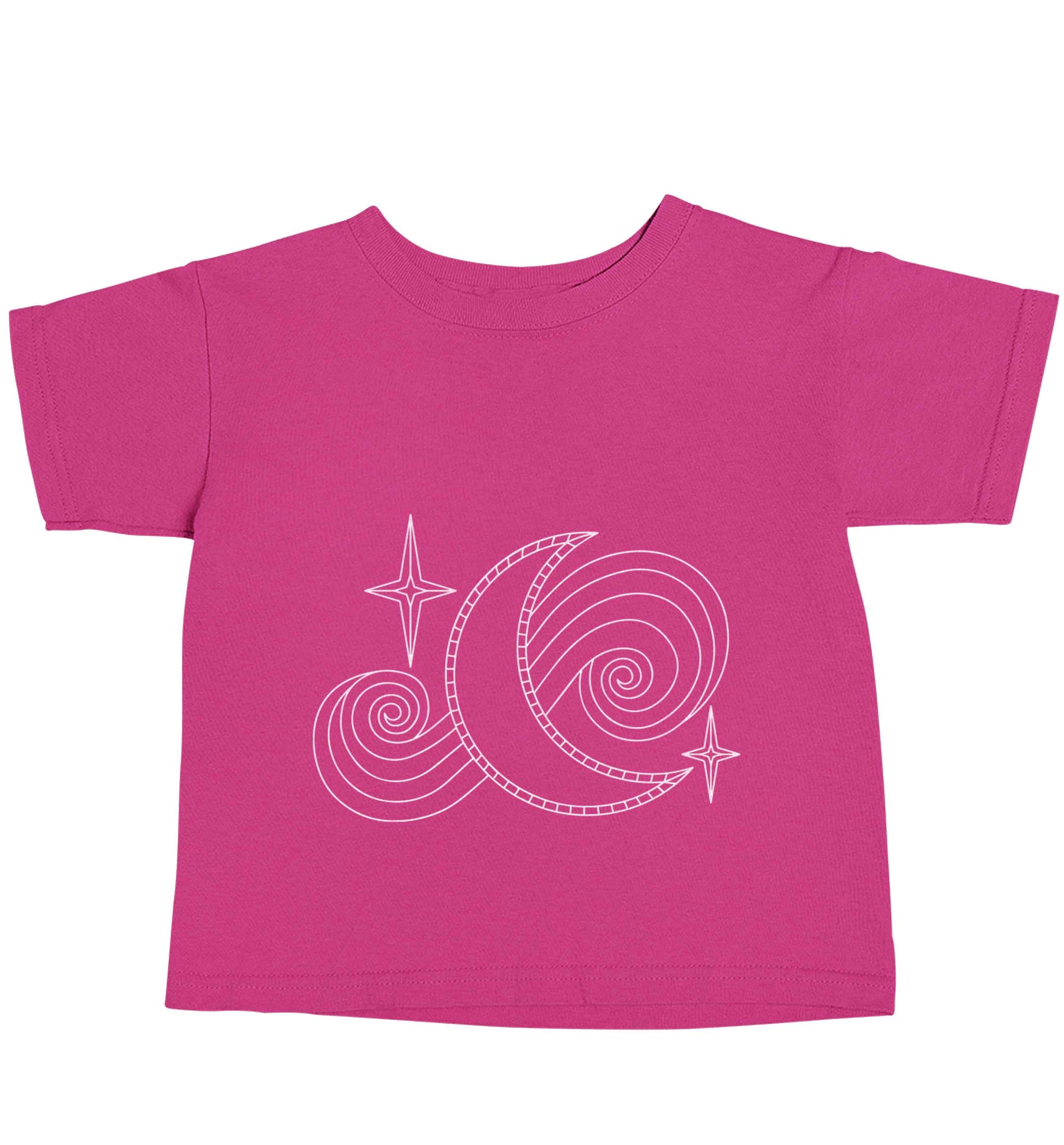 Moon and stars illustration pink baby toddler Tshirt 2 Years